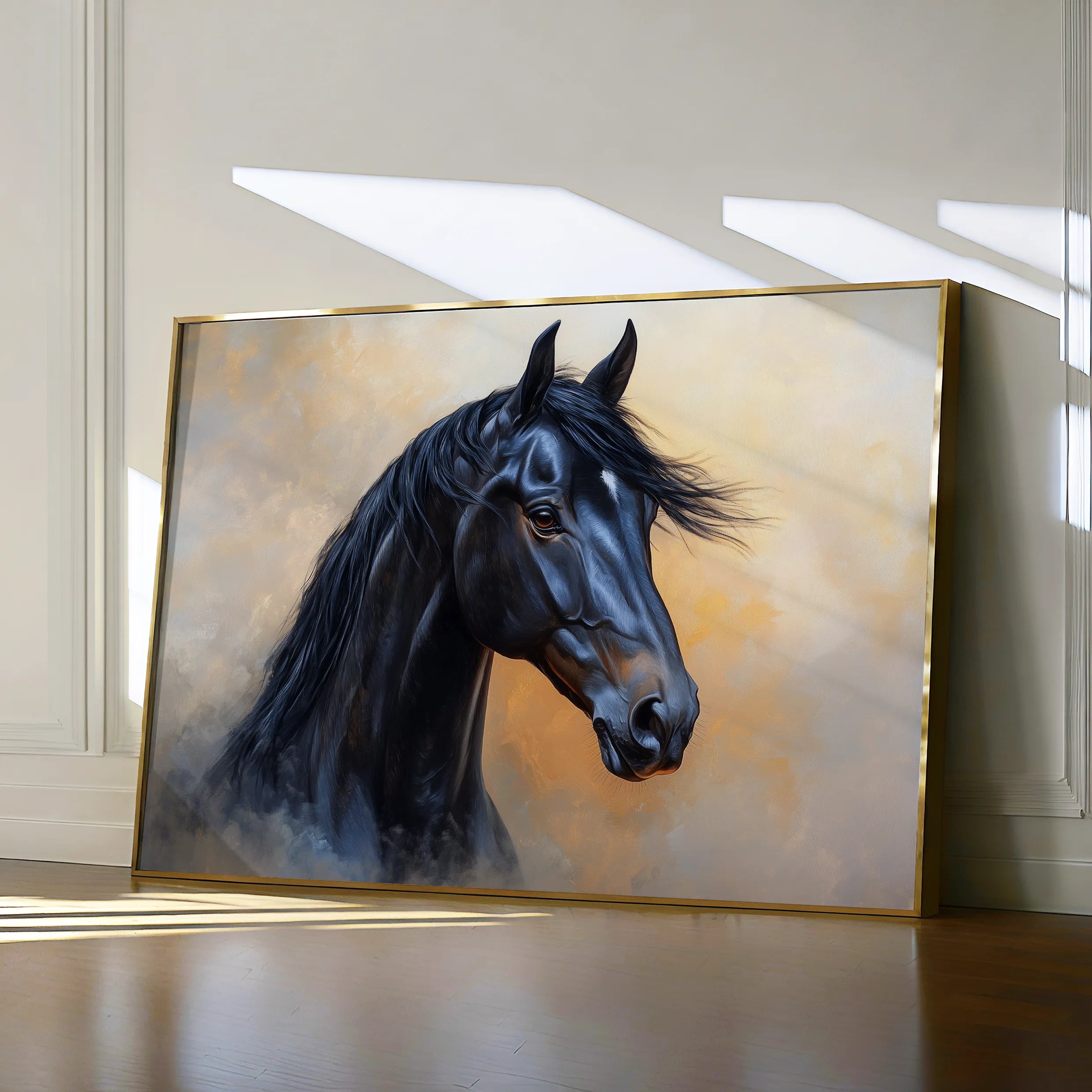 Horses 186 Canvas Art 18" x 24" / 45 x 60 cm / Black