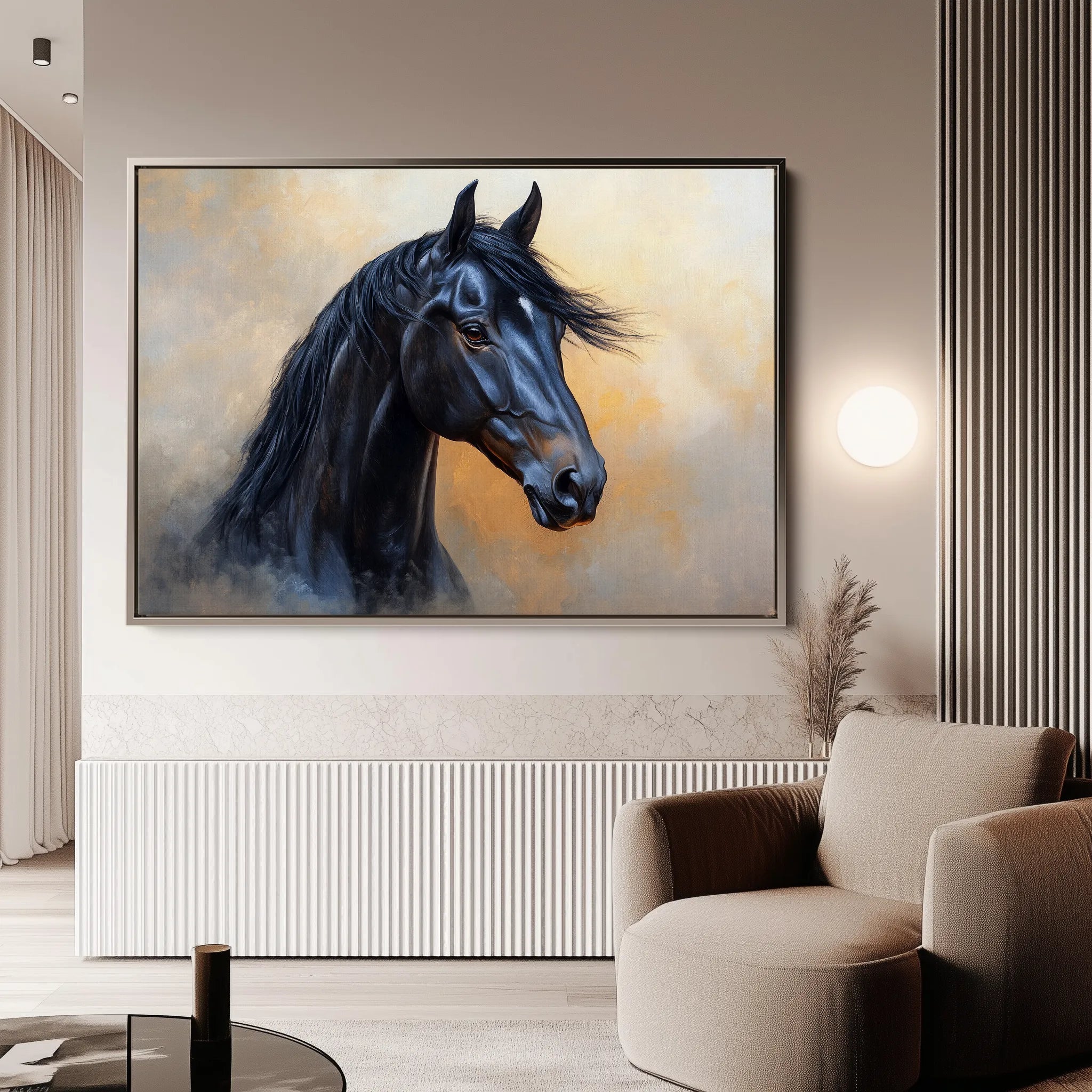 Horses 186 Canvas Art 18" x 24" / 45 x 60 cm / Black