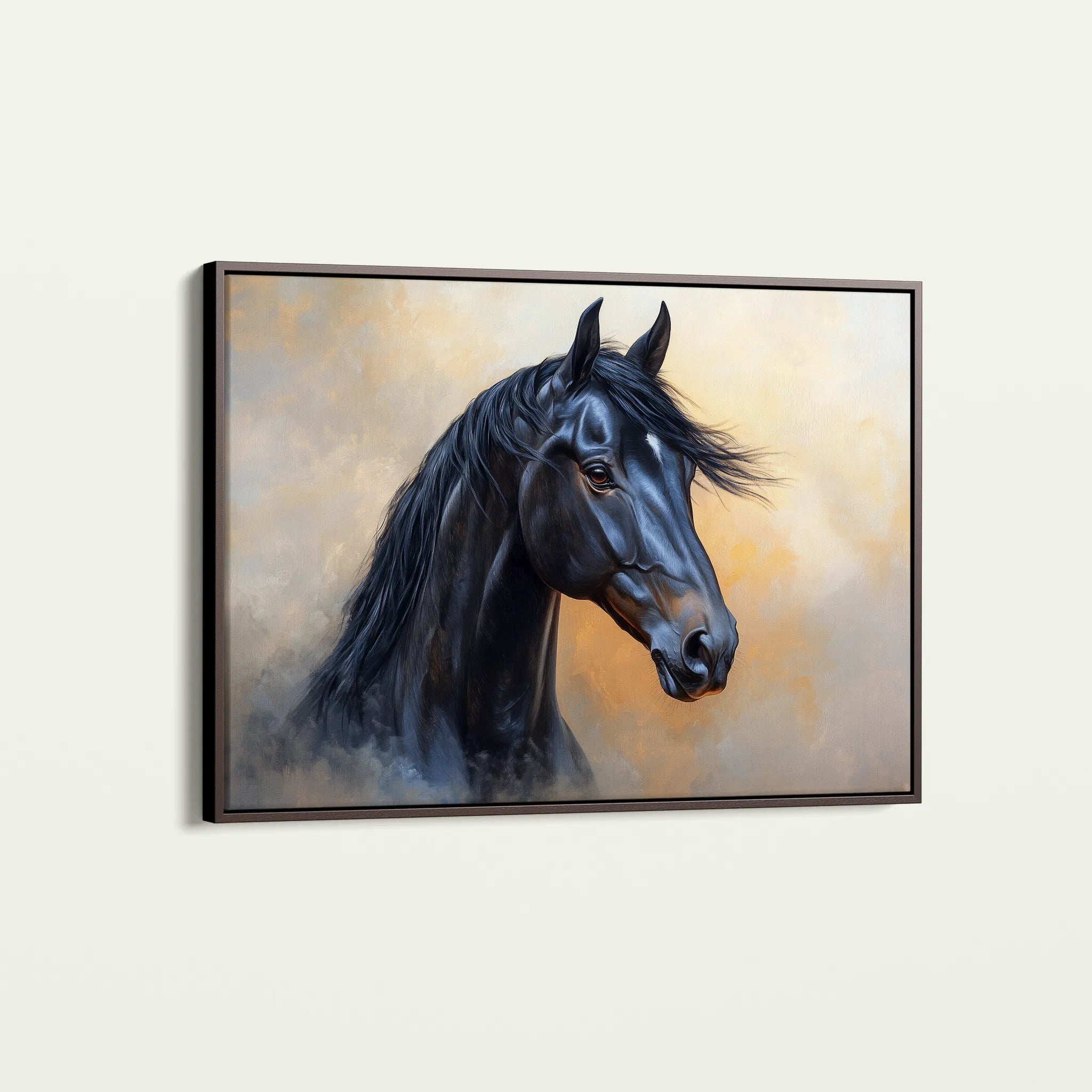Horses 186 Canvas Art 18" x 24" / 45 x 60 cm / Black