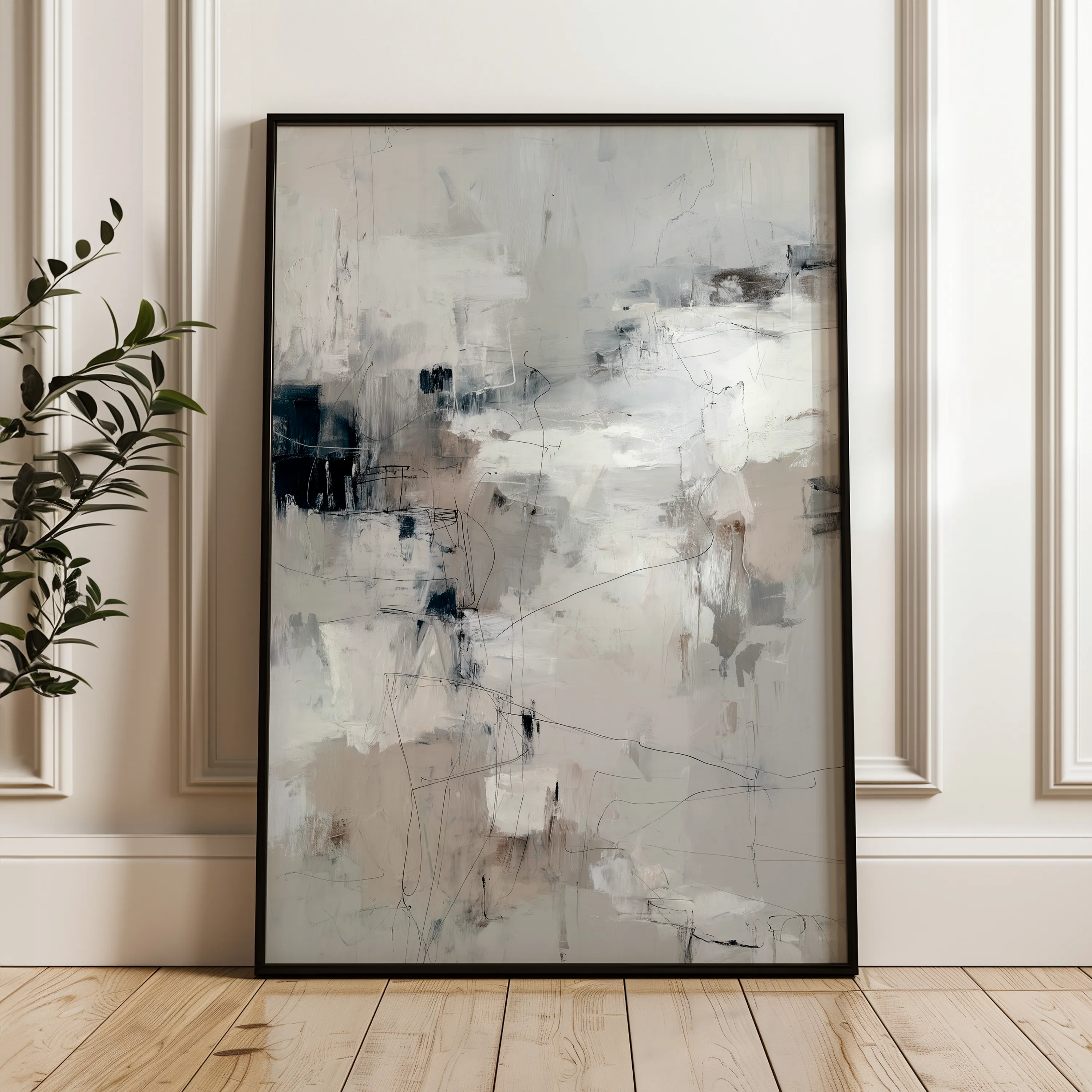 Abstract 1860 Canvas Art 18" x 24" / 45 x 60 cm / Black