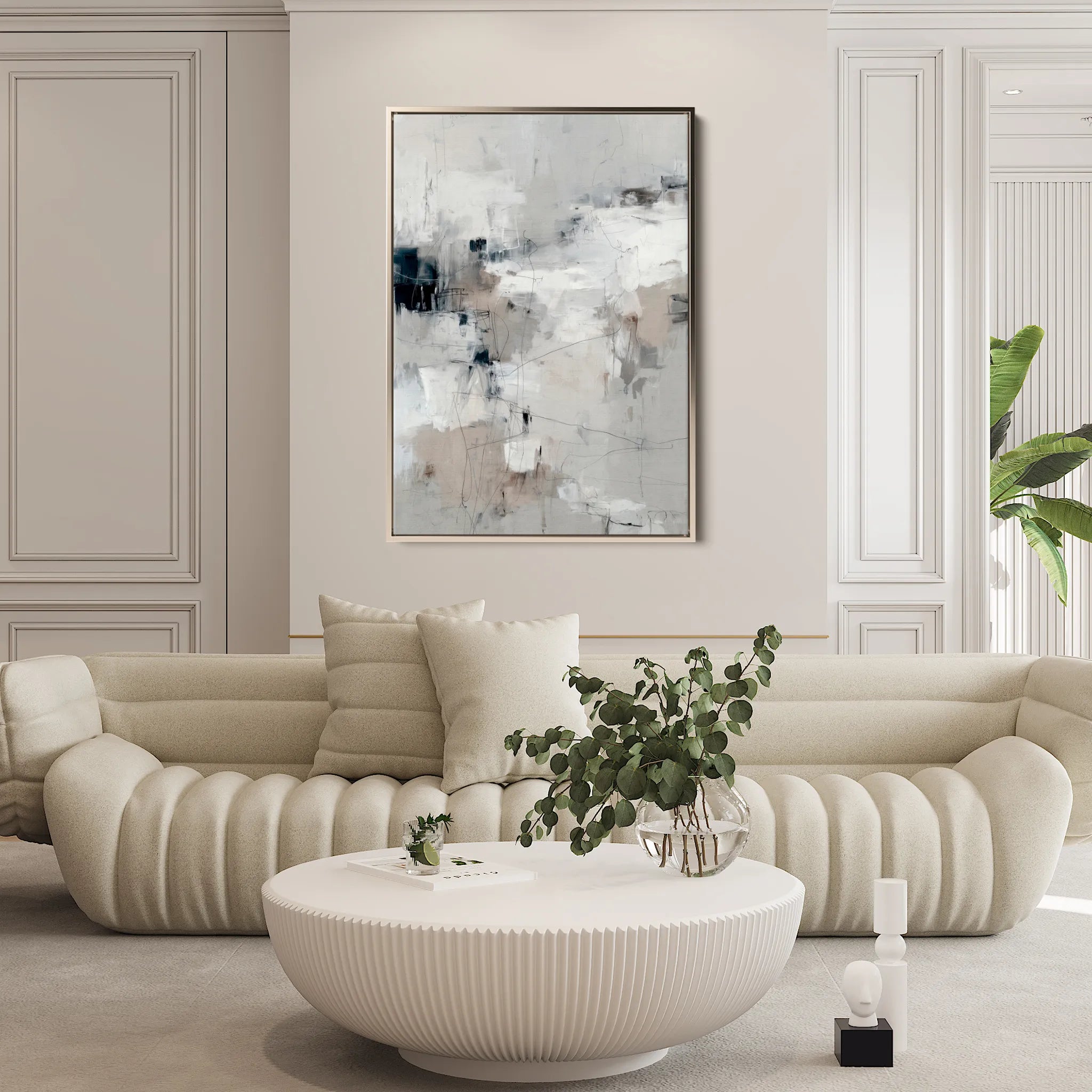 Abstract 1860 Canvas Art 18" x 24" / 45 x 60 cm / Black