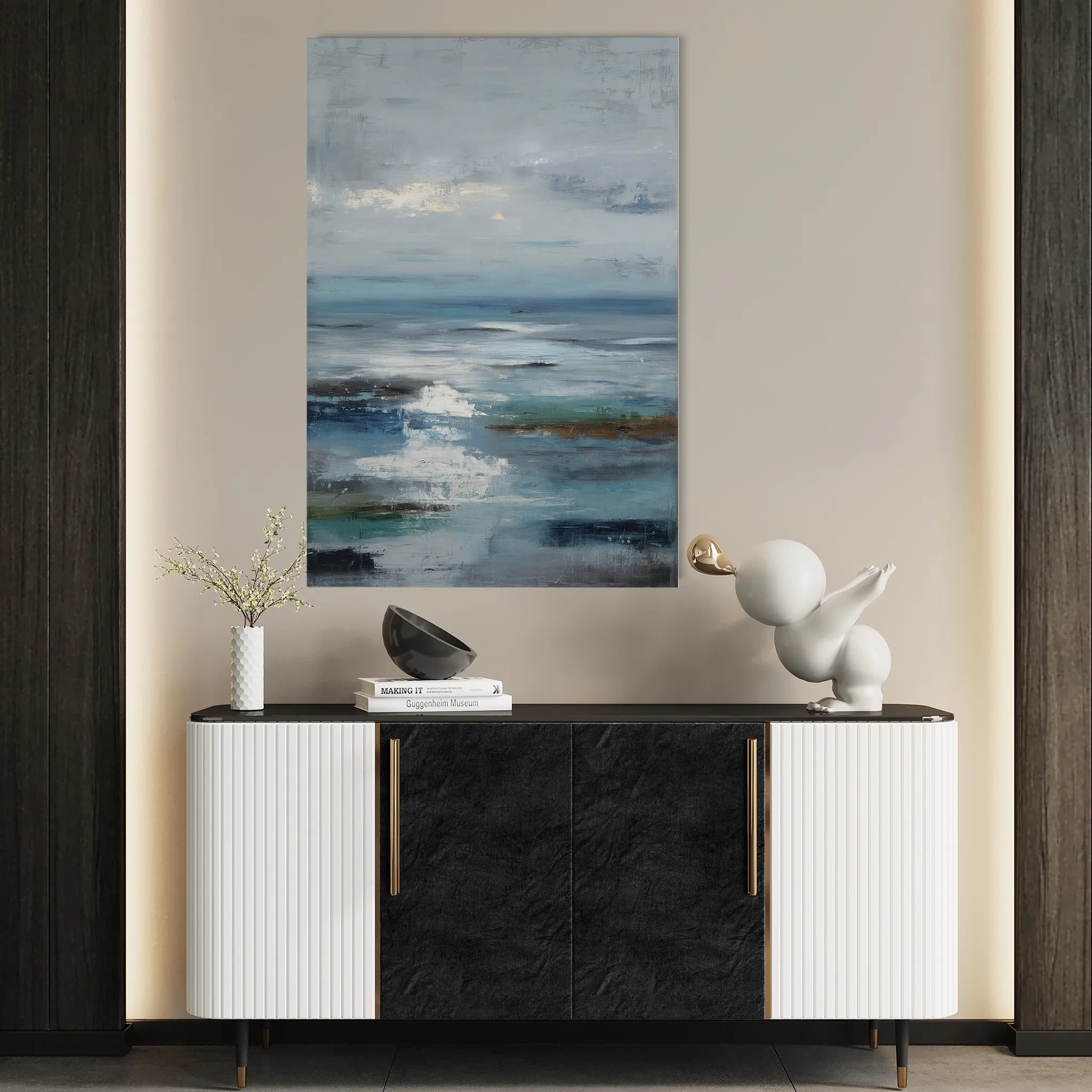 Abstract 1861 Canvas Art 18" x 24" / 45 x 60 cm / Black