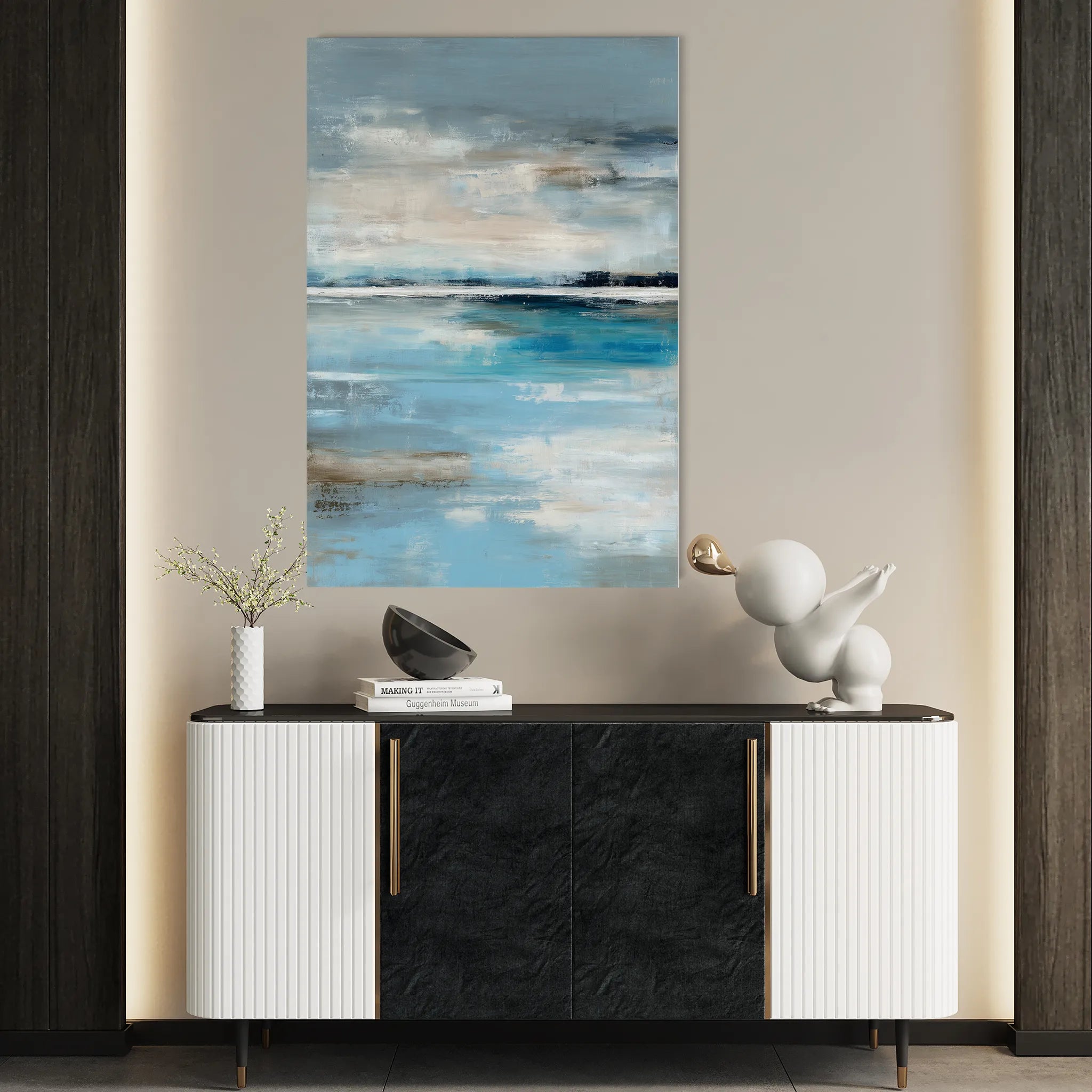 Abstract 1863 Canvas Art 18" x 24" / 45 x 60 cm / Black