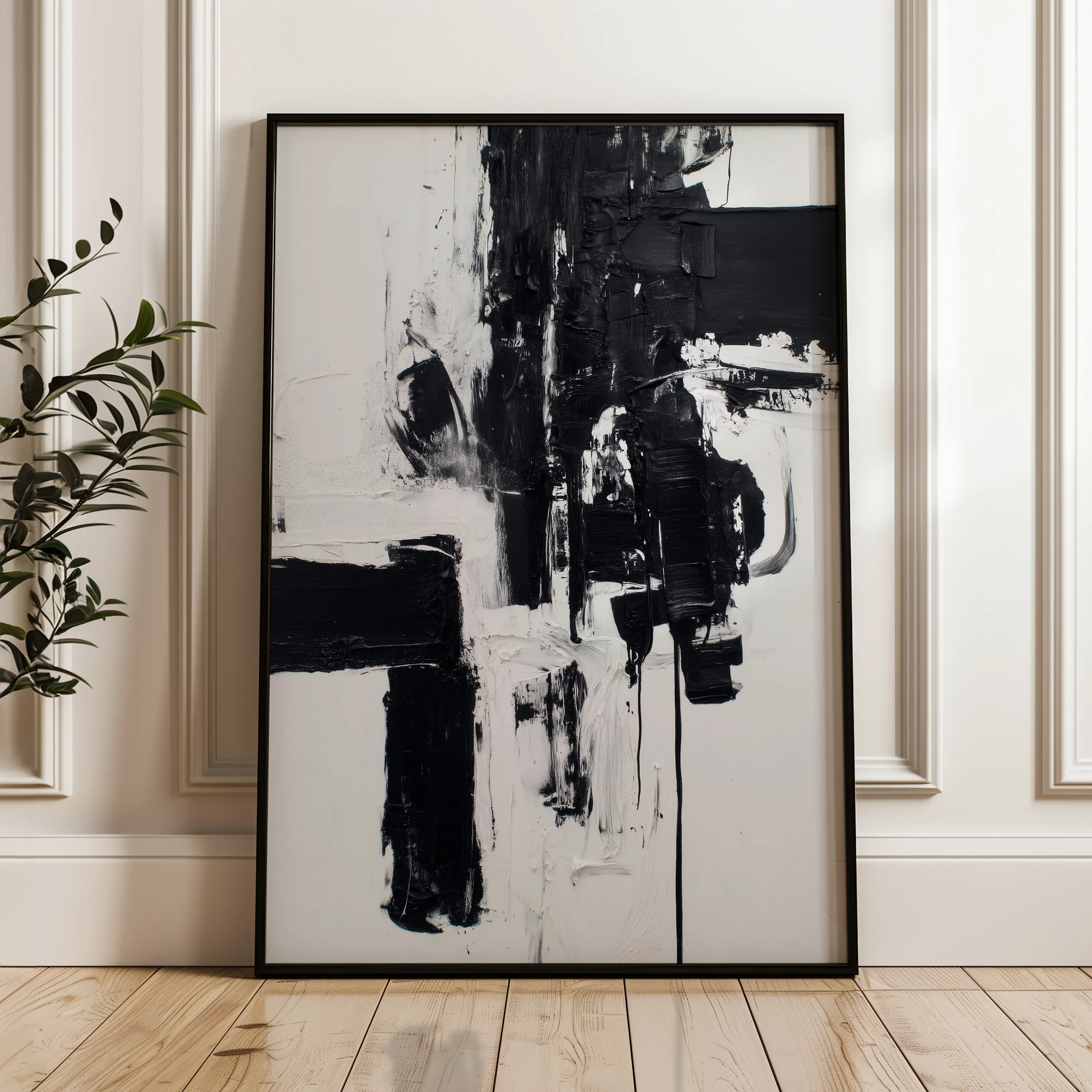 Abstract 1864 Canvas Art 18" x 24" / 45 x 60 cm / Black