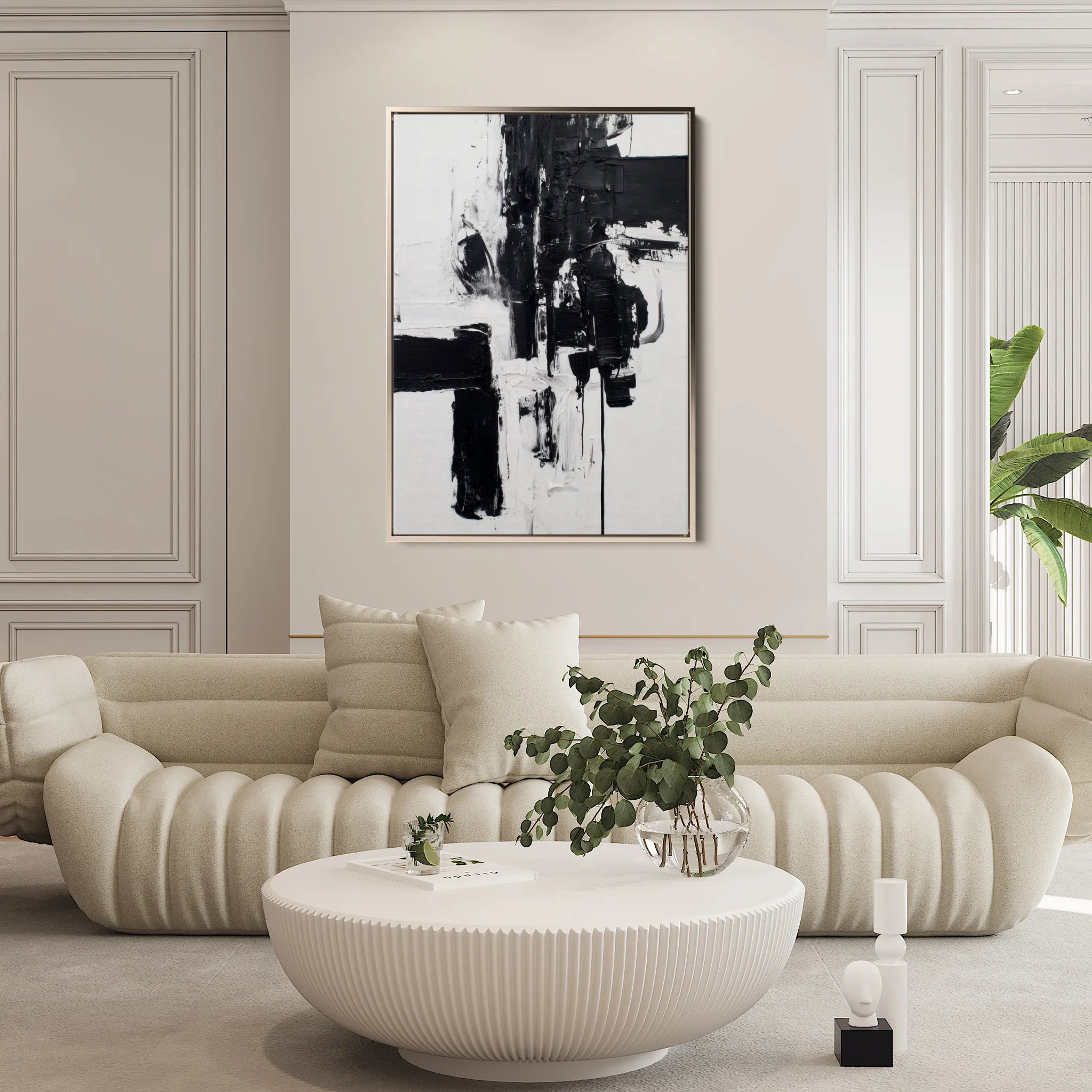 Abstract 1864 Canvas Art 18" x 24" / 45 x 60 cm / Black