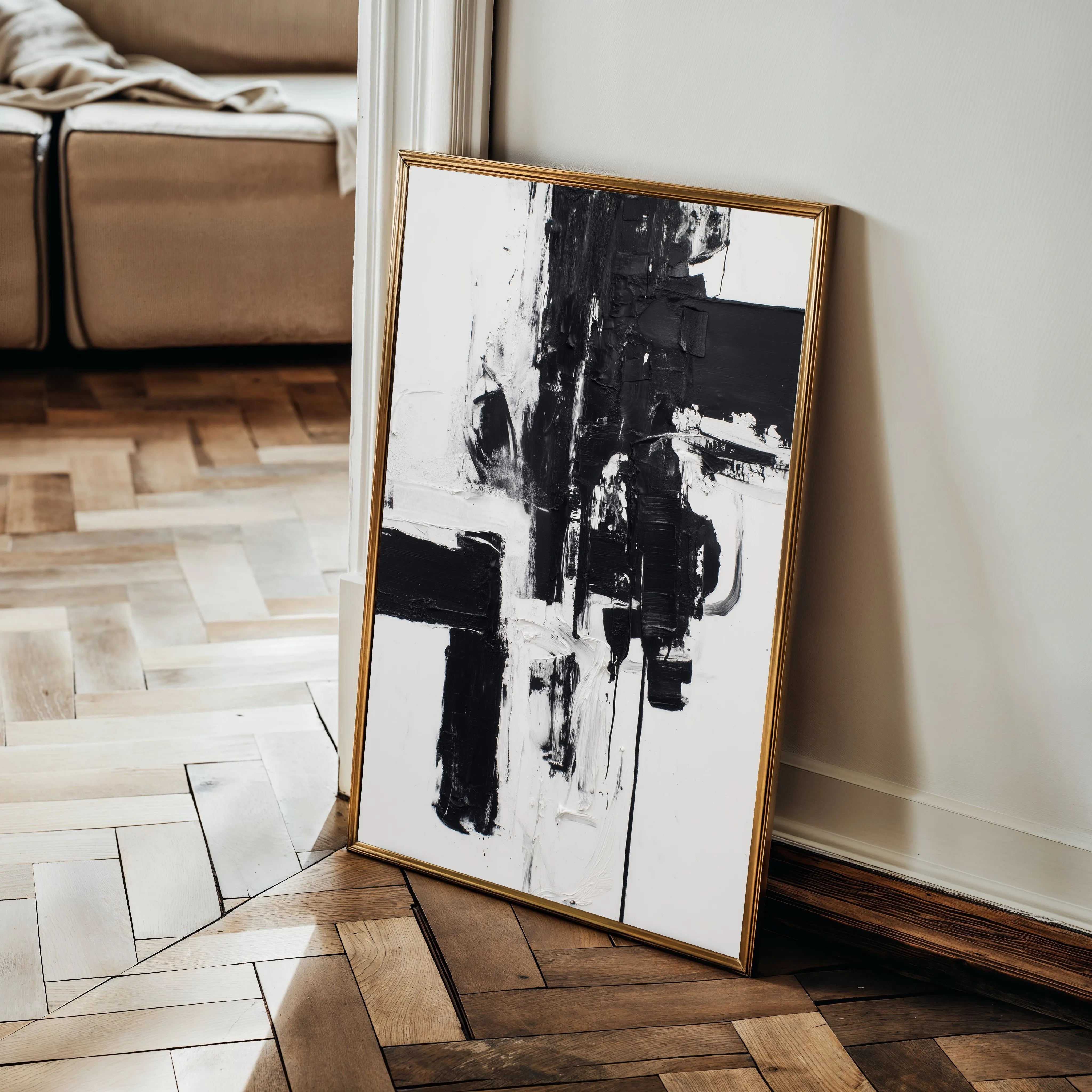 Abstract 1864 Canvas Art 18" x 24" / 45 x 60 cm / Black