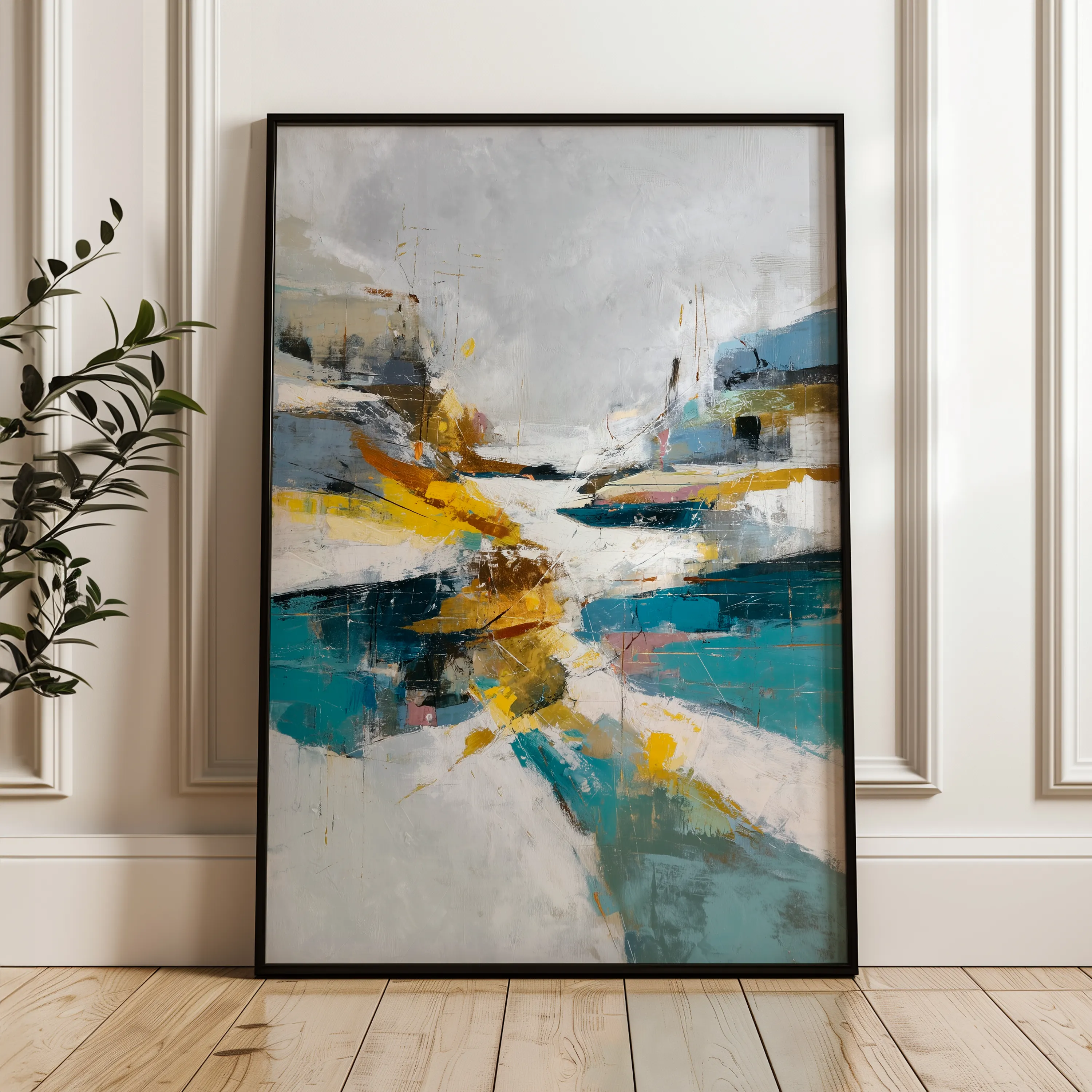 Abstract 1865 Canvas Art 18" x 24" / 45 x 60 cm / Black