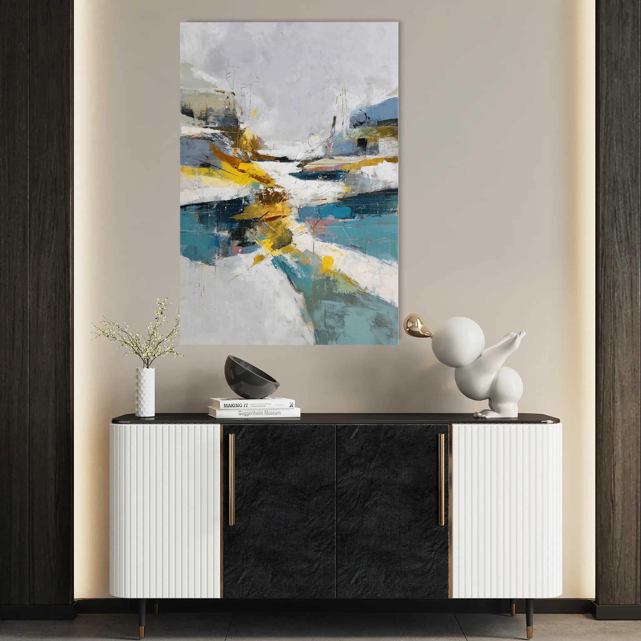 Abstract 1865 Canvas Art 18" x 24" / 45 x 60 cm / Black