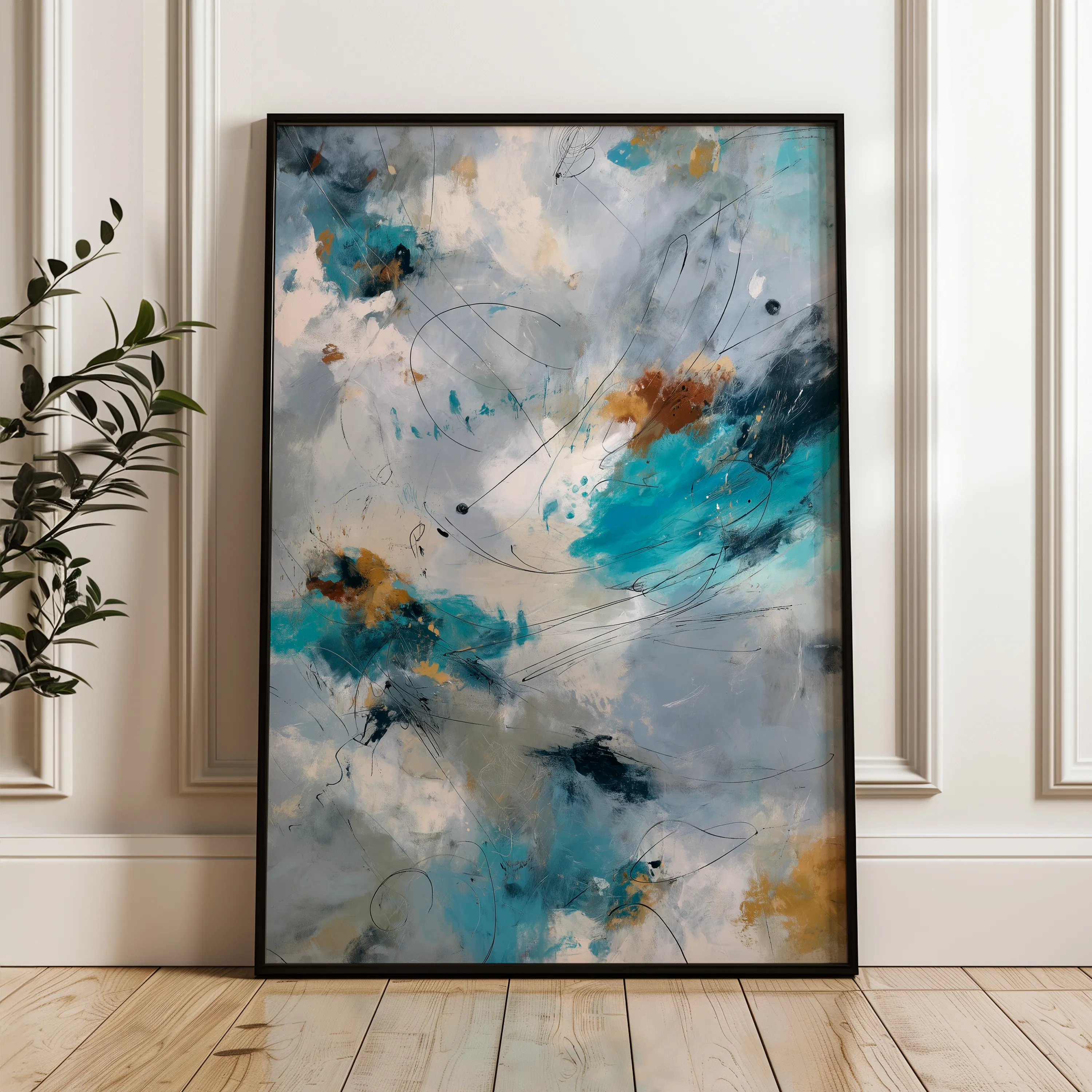 Abstract 1869 Canvas Art 18" x 24" / 45 x 60 cm / Black