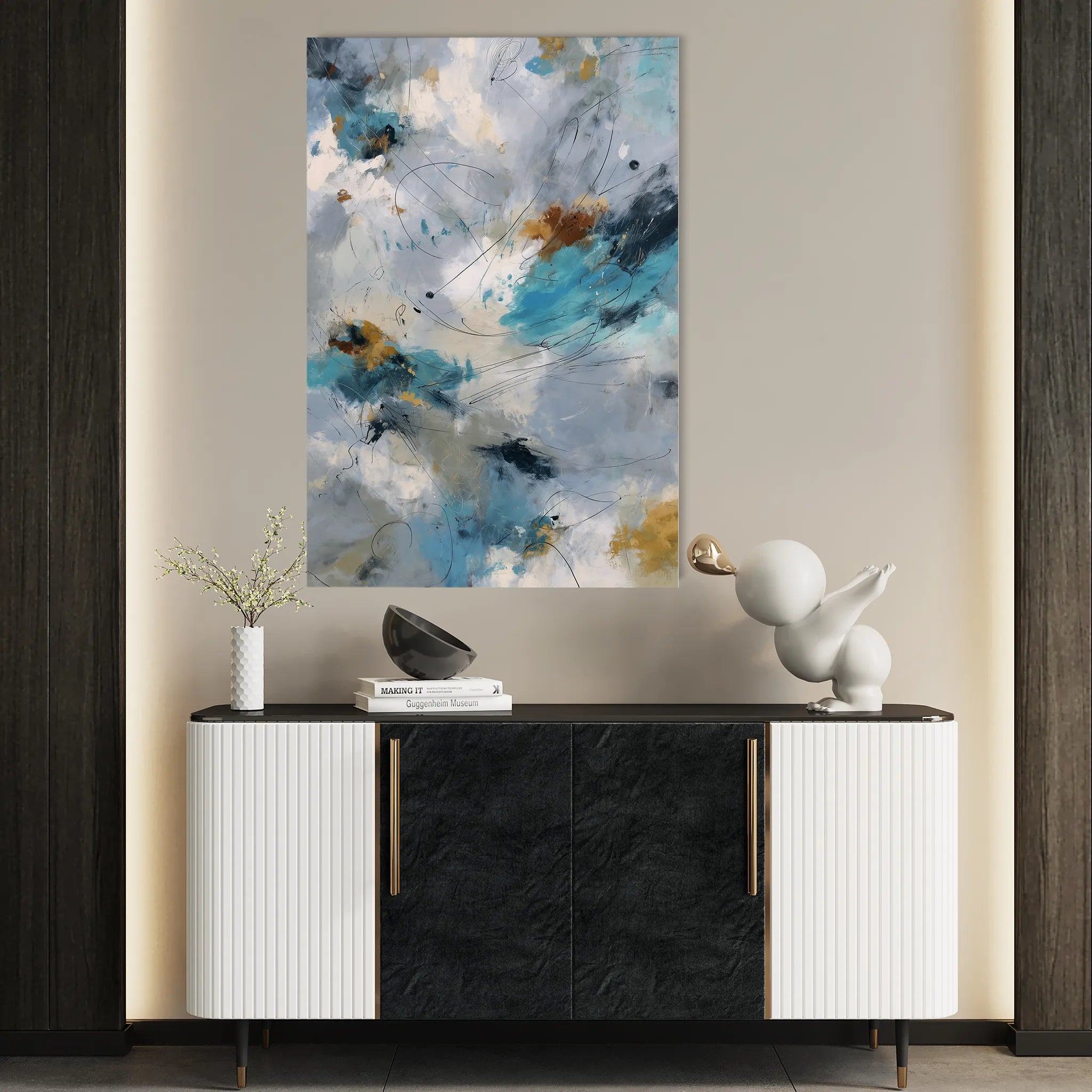 Abstract 1869 Canvas Art 18" x 24" / 45 x 60 cm / Black