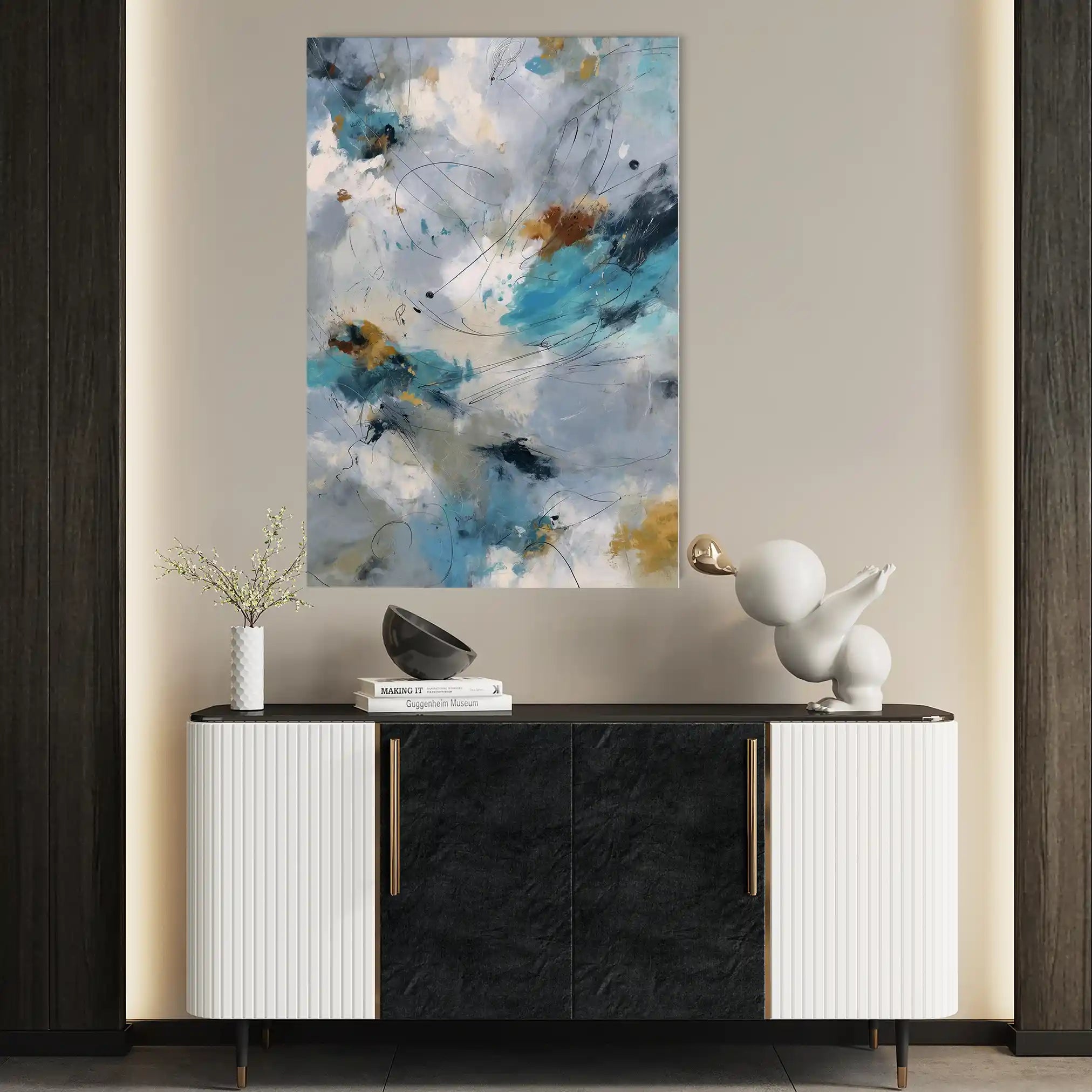 Abstract 1869 Canvas Art 60 x 40 cm / Black