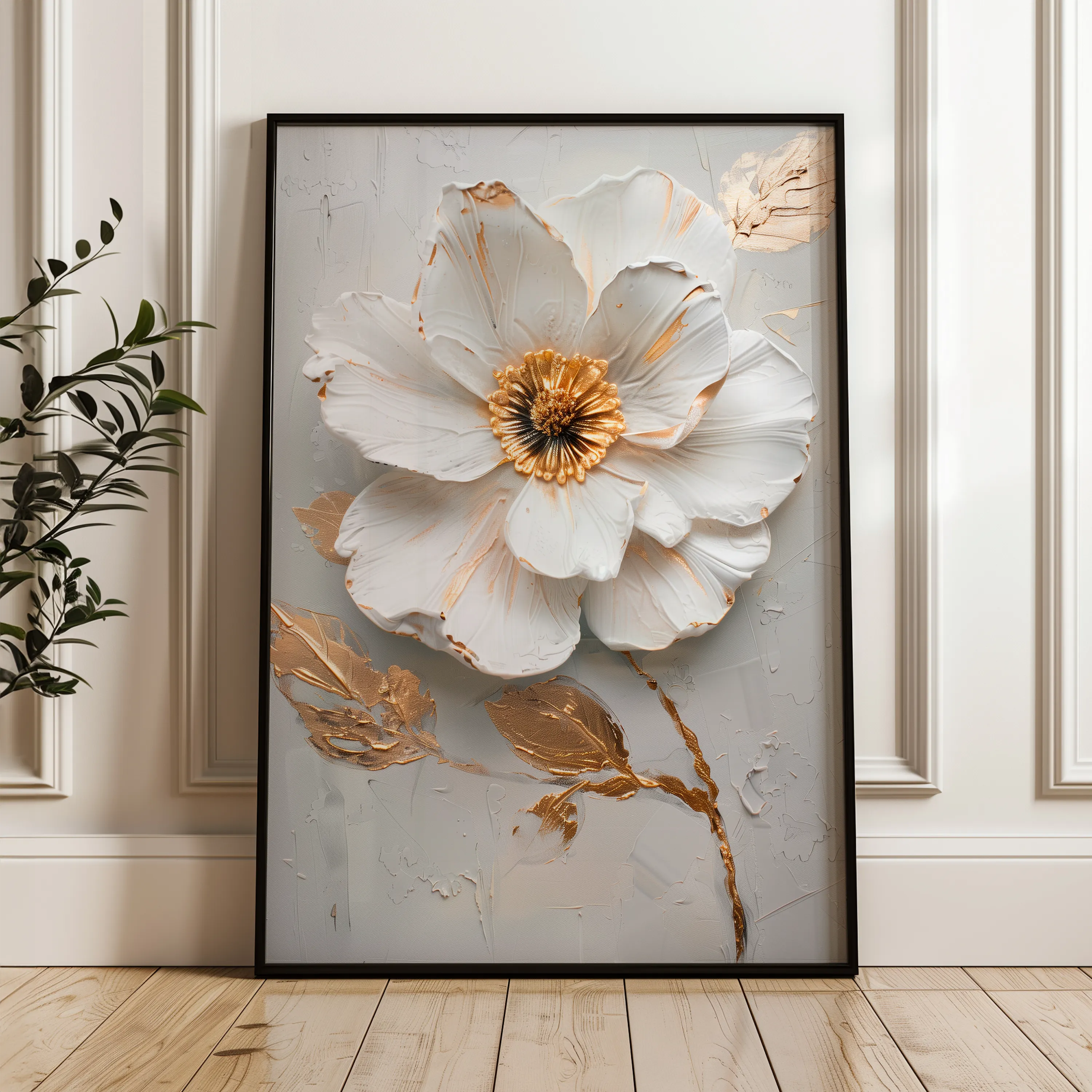 Floral 187 Canvas Art 18" x 24" / 45 x 60 cm / Black
