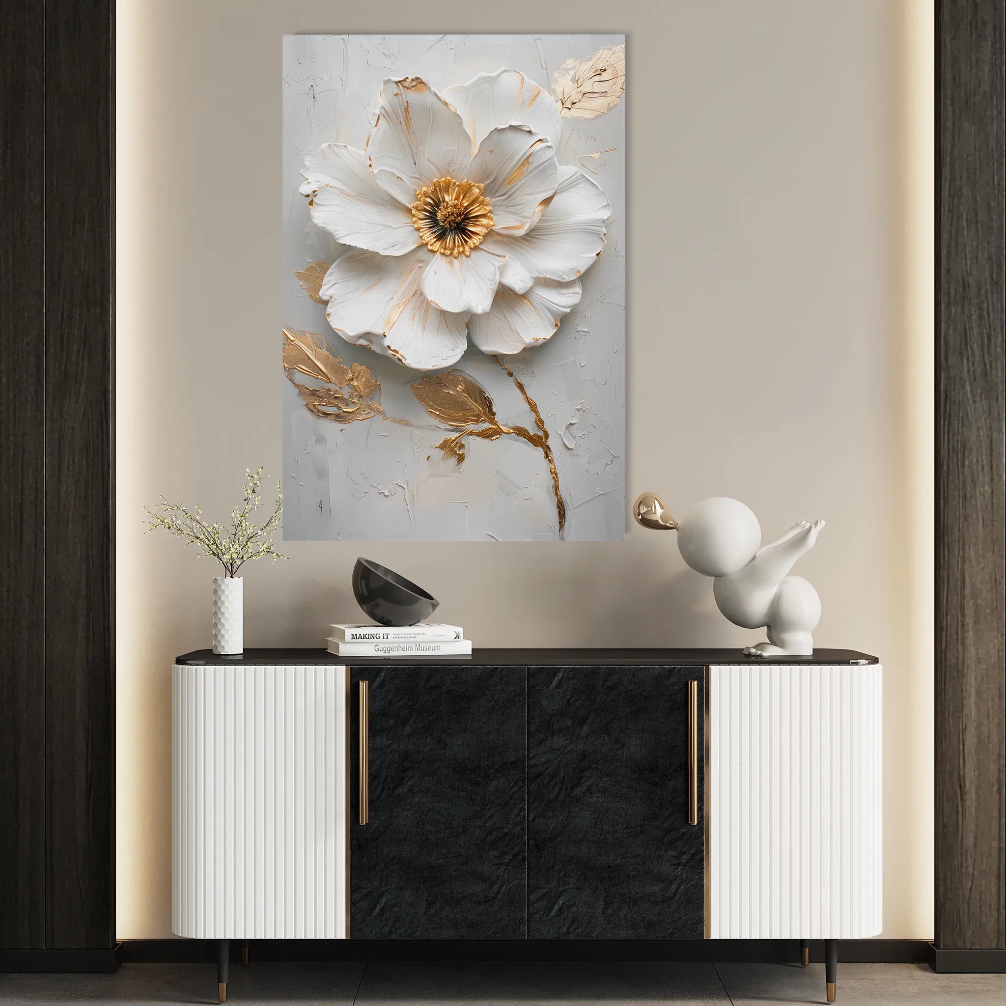 Floral 187 Canvas Art 18" x 24" / 45 x 60 cm / Black