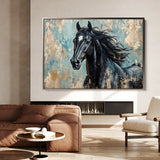 Horses 187 Canvas Art 18" x 24" / 45 x 60 cm / Black