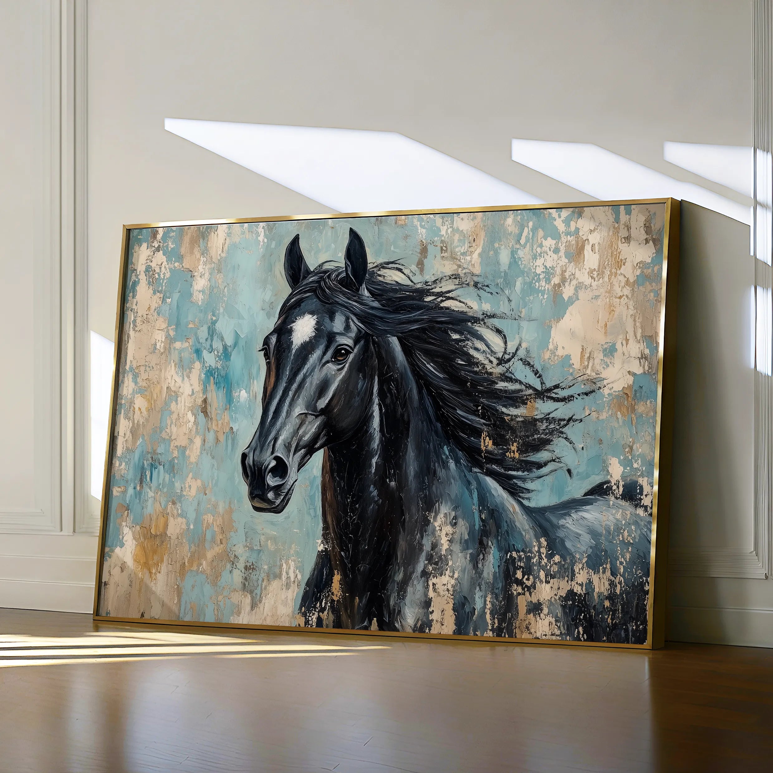 Horses 187 Canvas Art 18" x 24" / 45 x 60 cm / Black