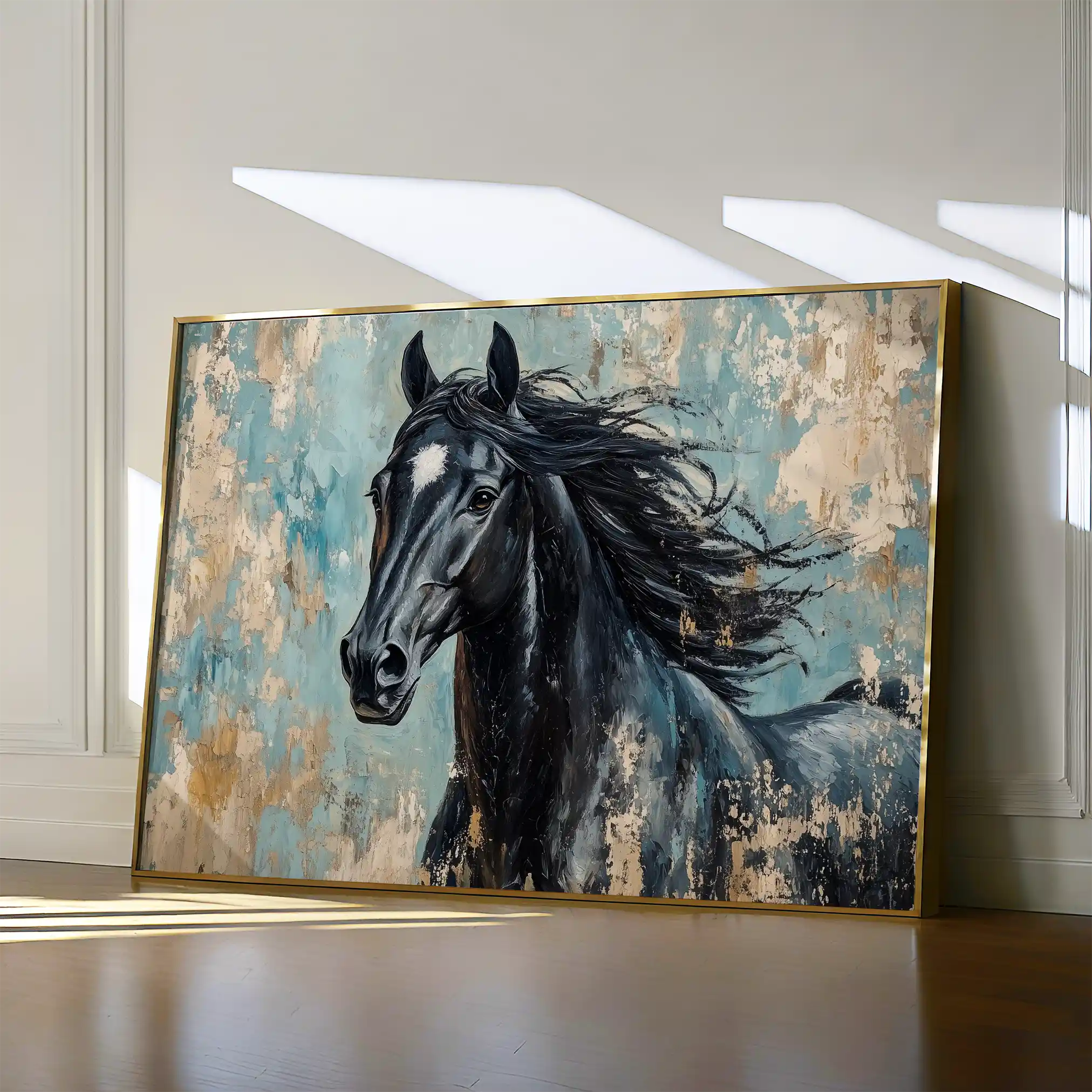 Horses 187 Canvas Art 60 x 40 cm / Black