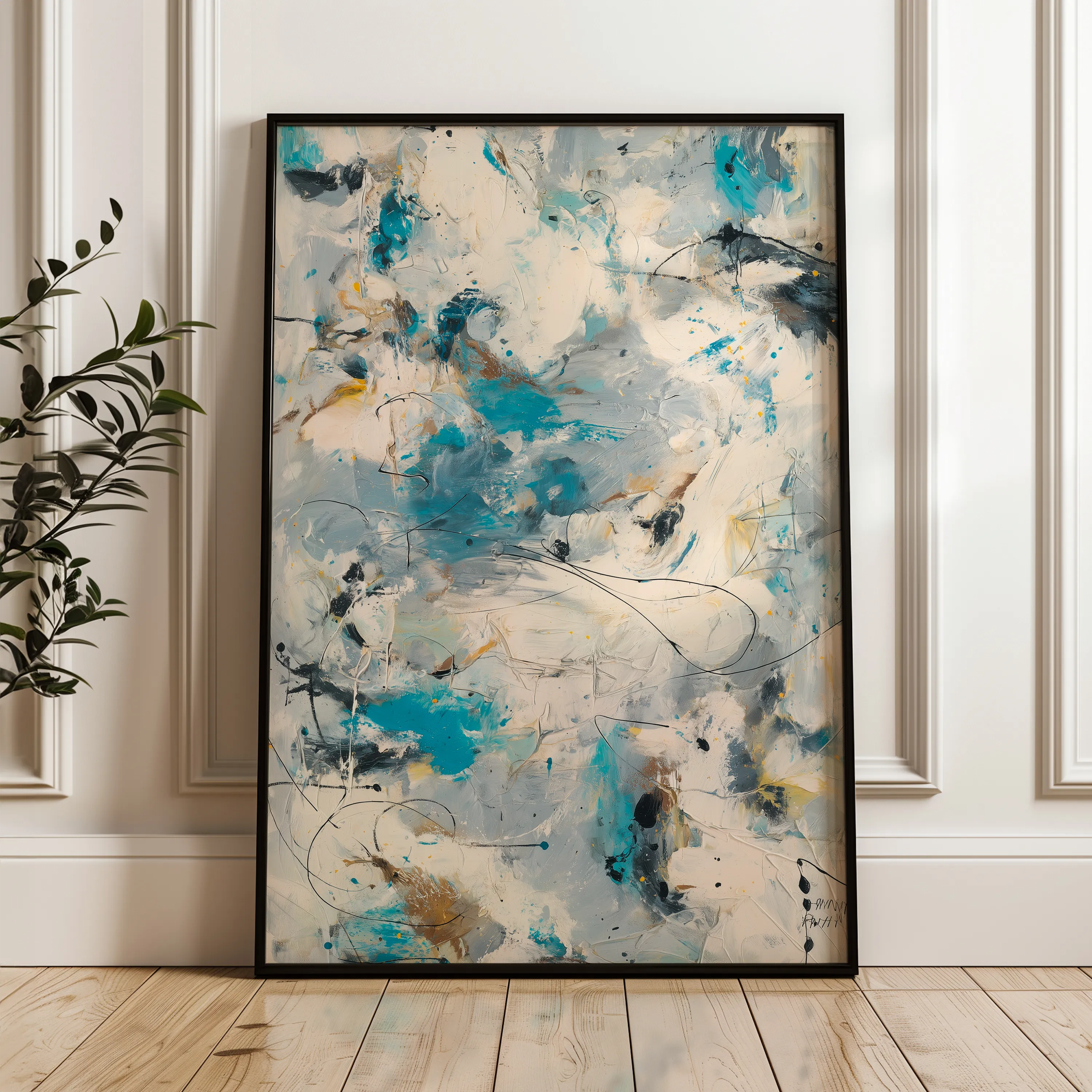 Abstract 1870 Canvas Art 18" x 24" / 45 x 60 cm / Black