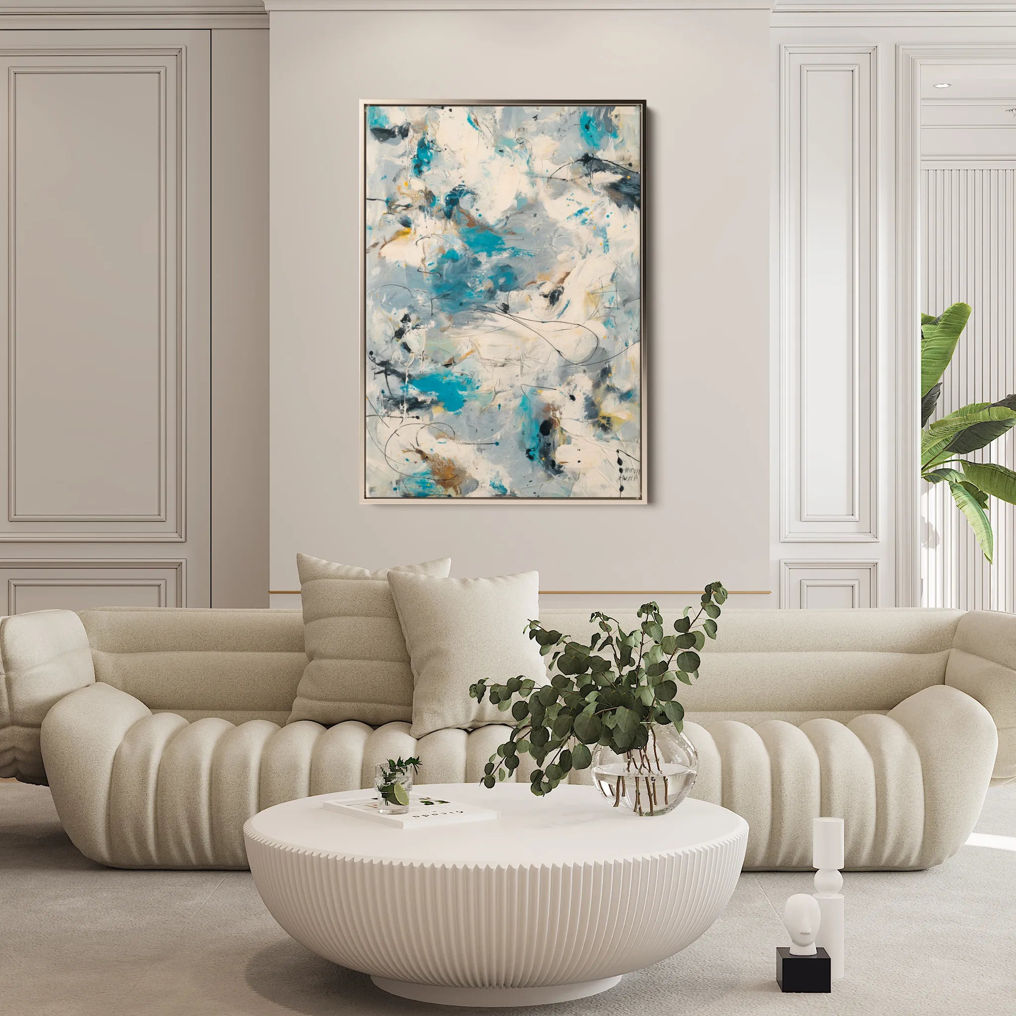 Abstract 1870 Canvas Art 18" x 24" / 45 x 60 cm / Black