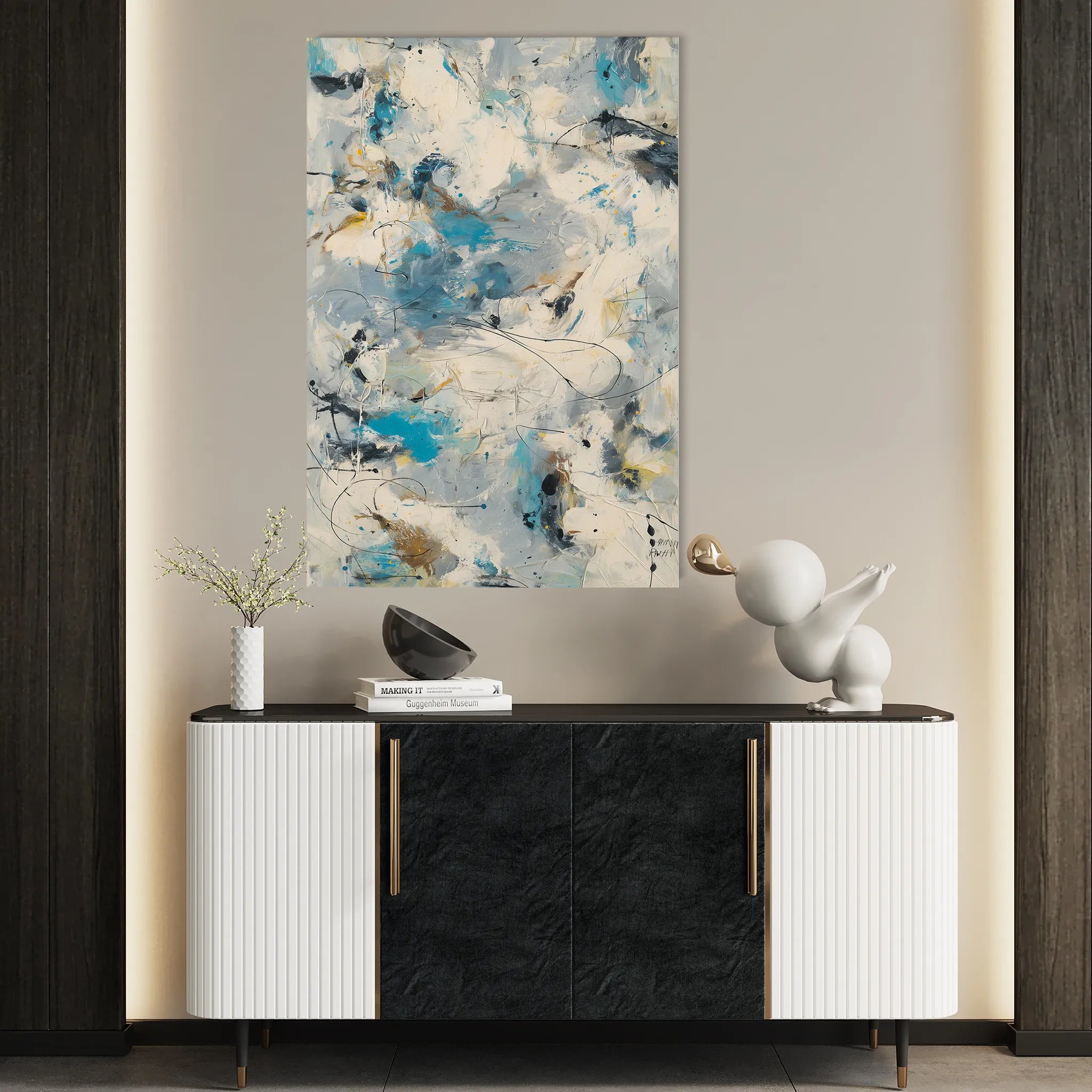 Abstract 1870 Canvas Art 18" x 24" / 45 x 60 cm / Black