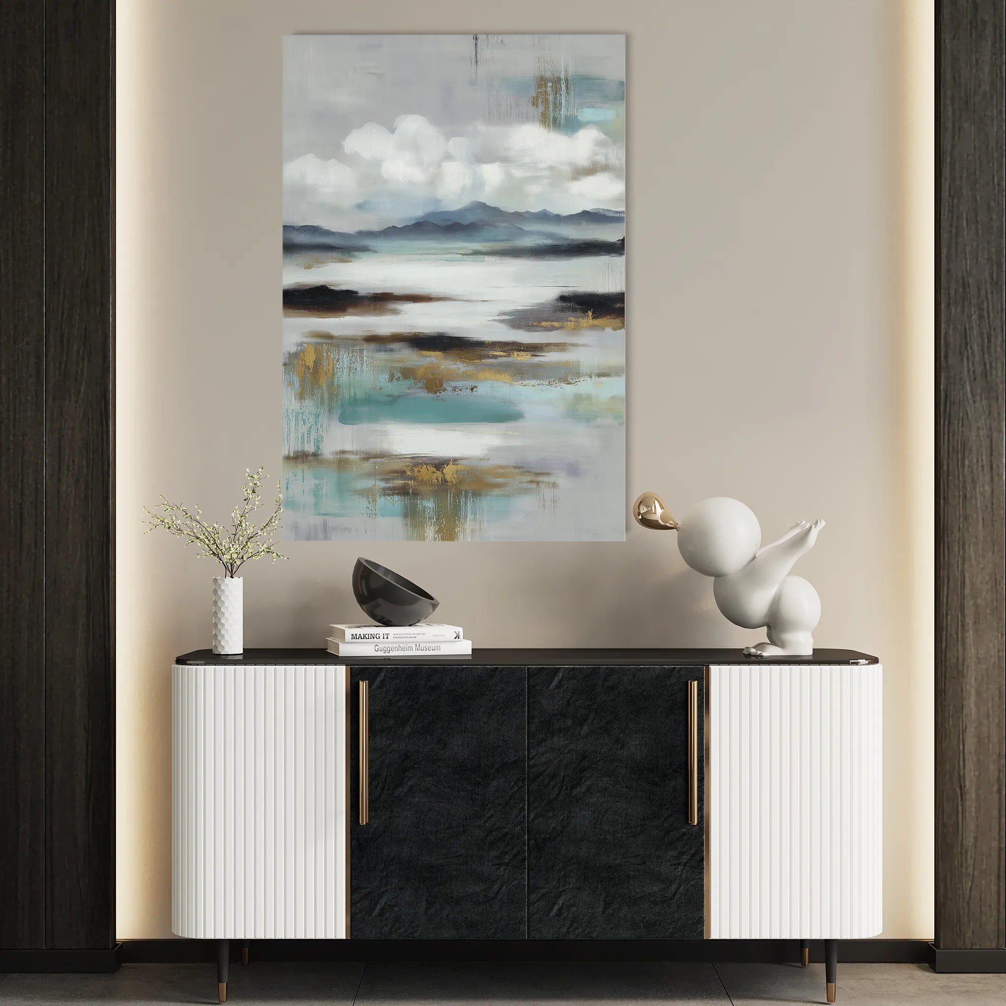 Abstract 1871 Canvas Art 18" x 24" / 45 x 60 cm / Black