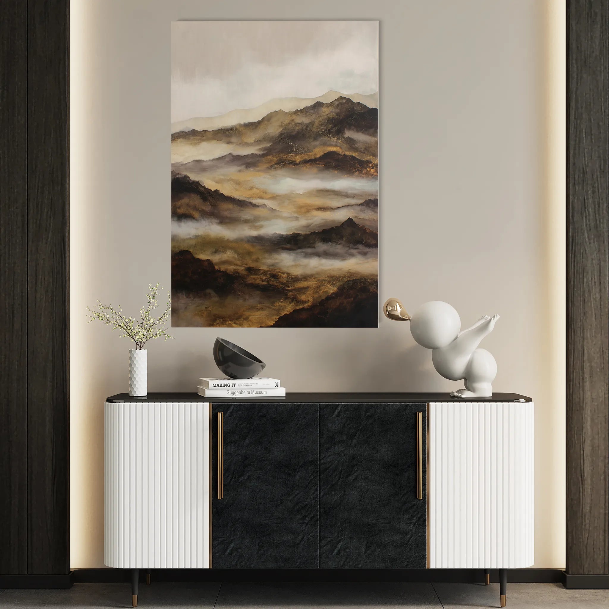Abstract 1872 Canvas Art 18" x 24" / 45 x 60 cm / Black