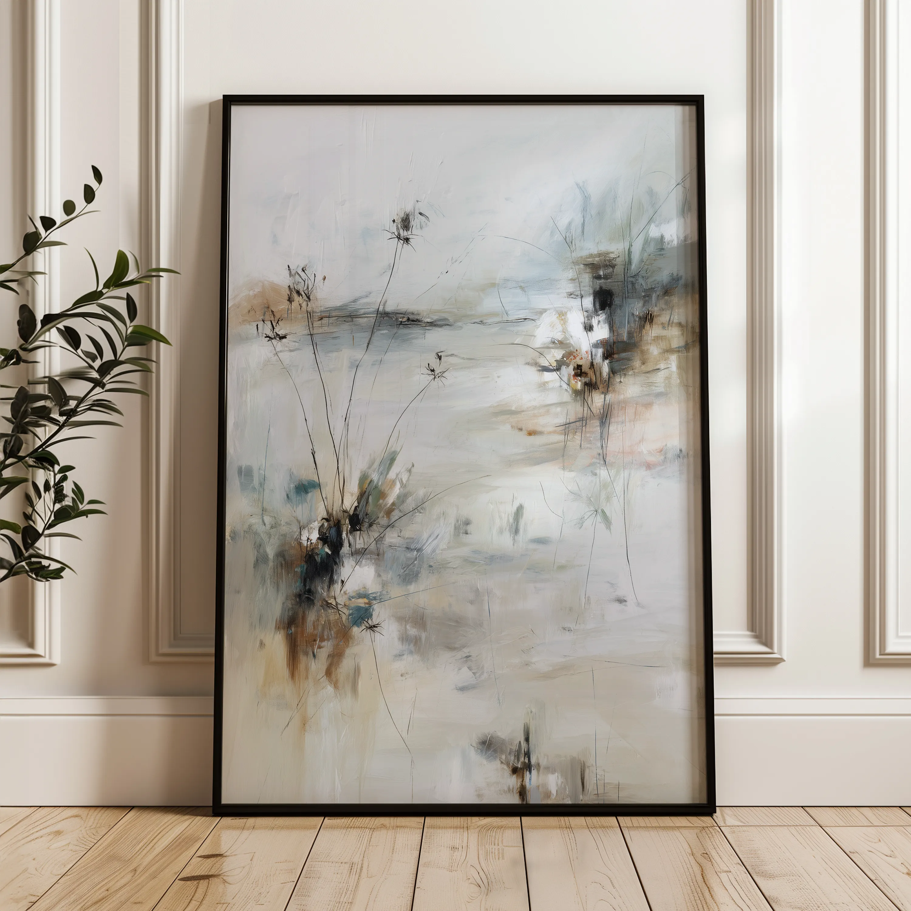 Abstract 1873 Canvas Art 18" x 24" / 45 x 60 cm / Black