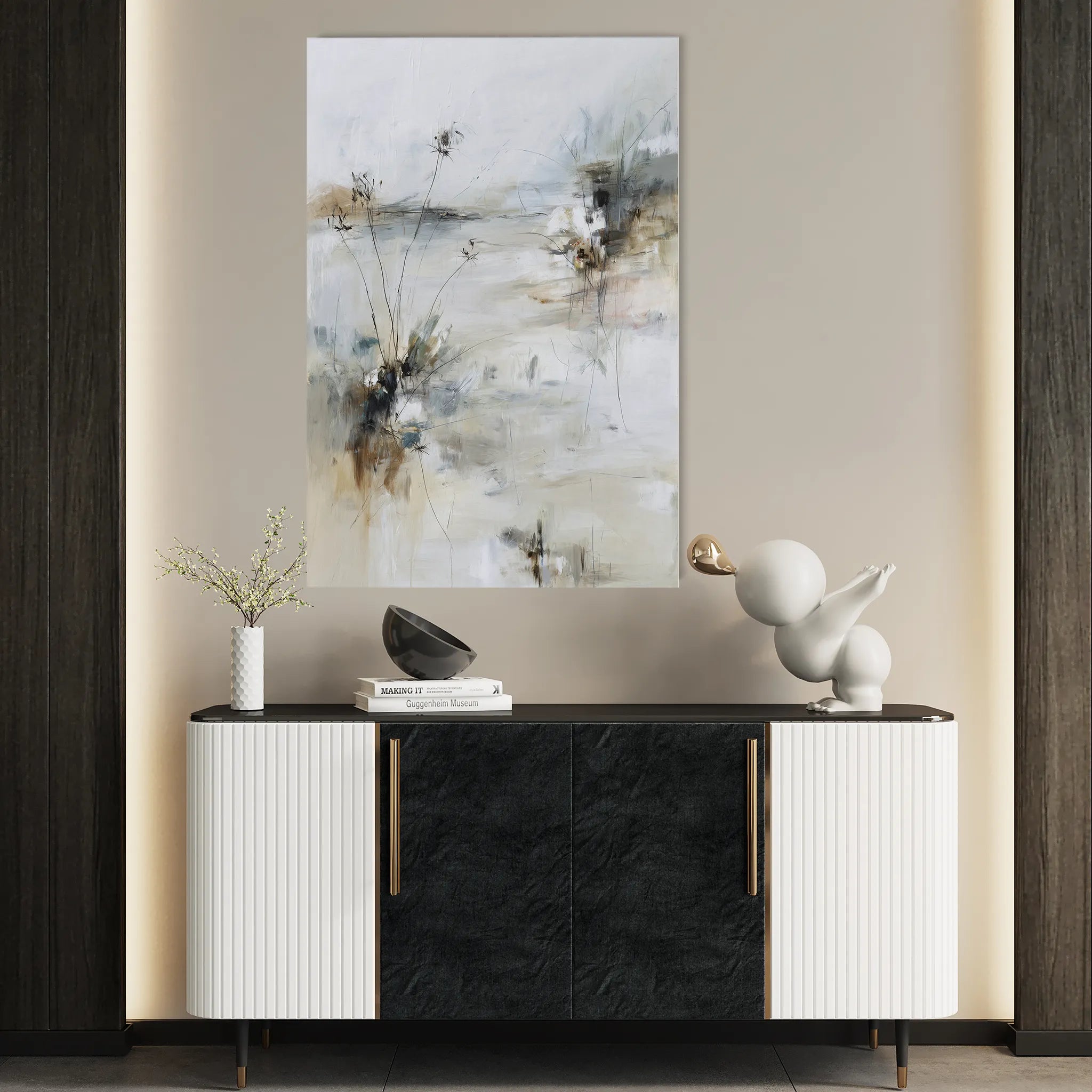 Abstract 1873 Canvas Art 18" x 24" / 45 x 60 cm / Black