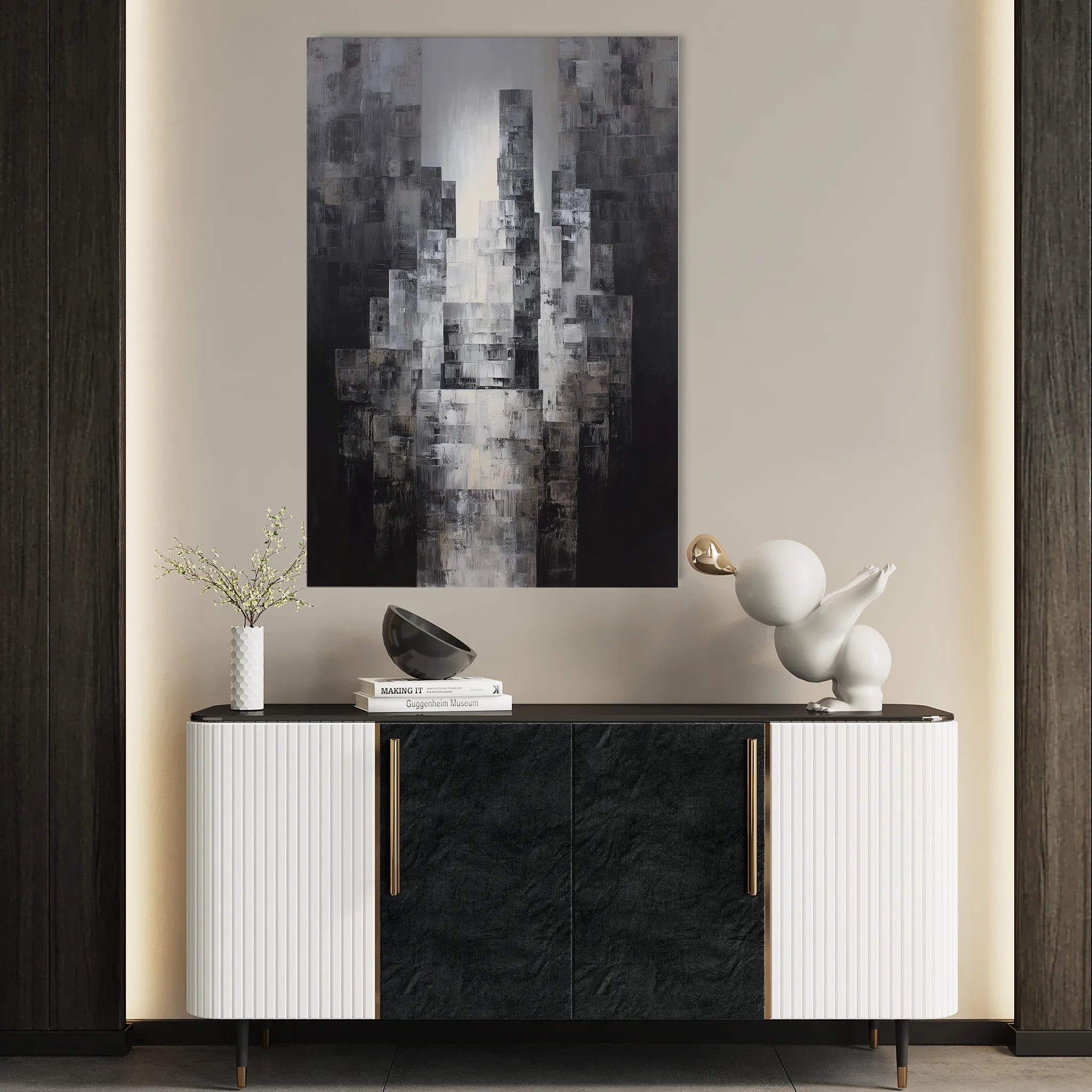 Abstract 1874 Canvas Art 18" x 24" / 45 x 60 cm / Black