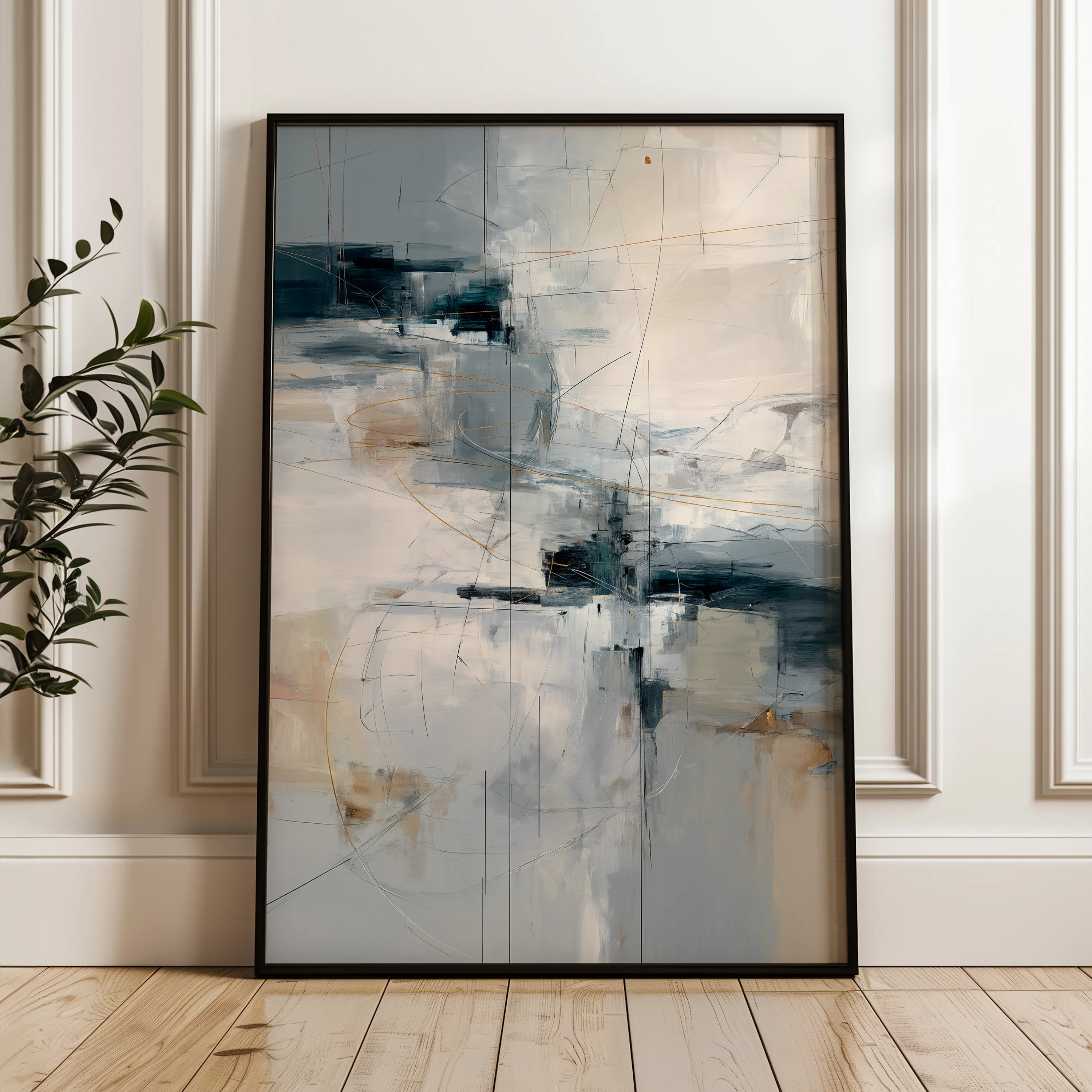 Abstract 1875 Canvas Art 18" x 24" / 45 x 60 cm / Black