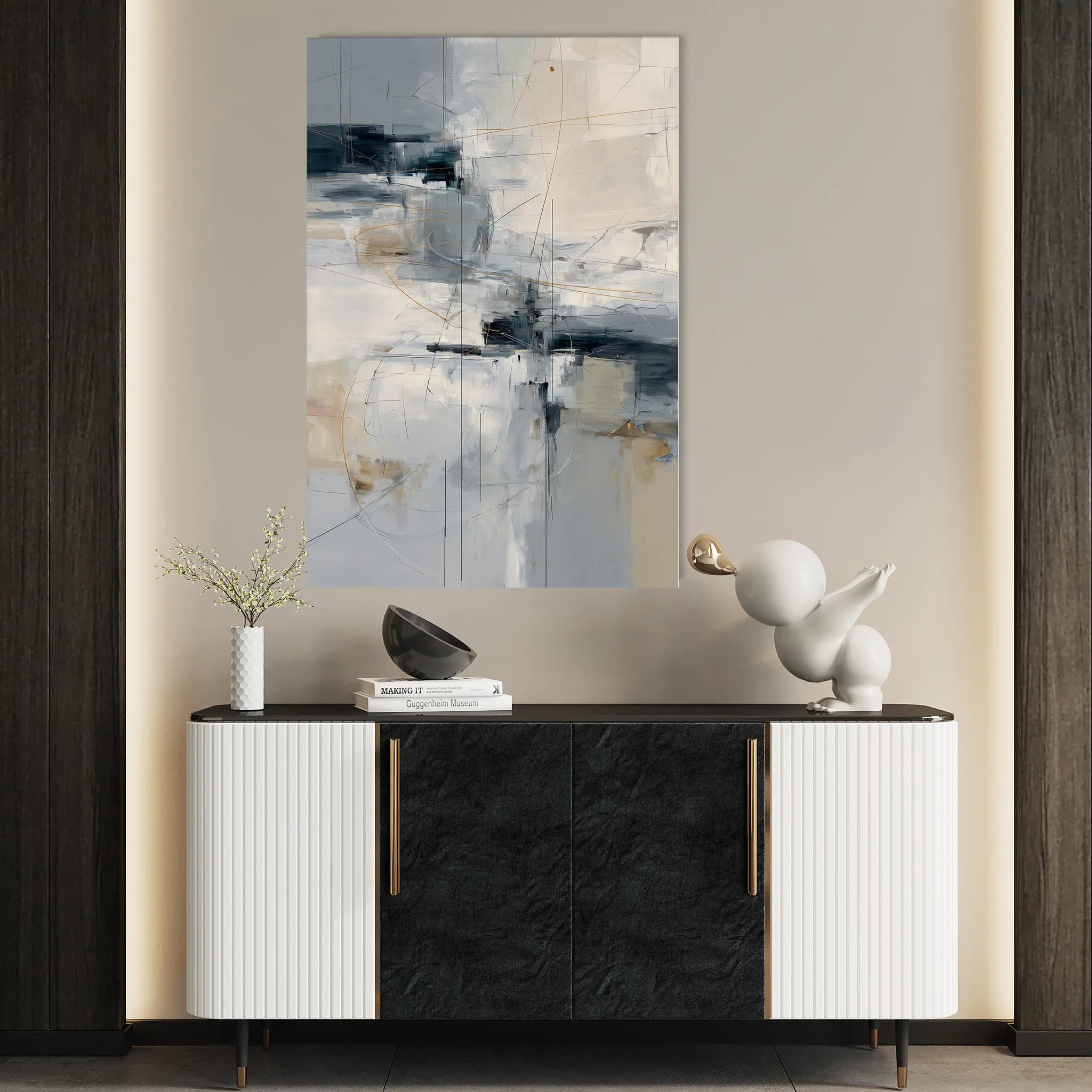 Abstract 1875 Canvas Art 18" x 24" / 45 x 60 cm / Black