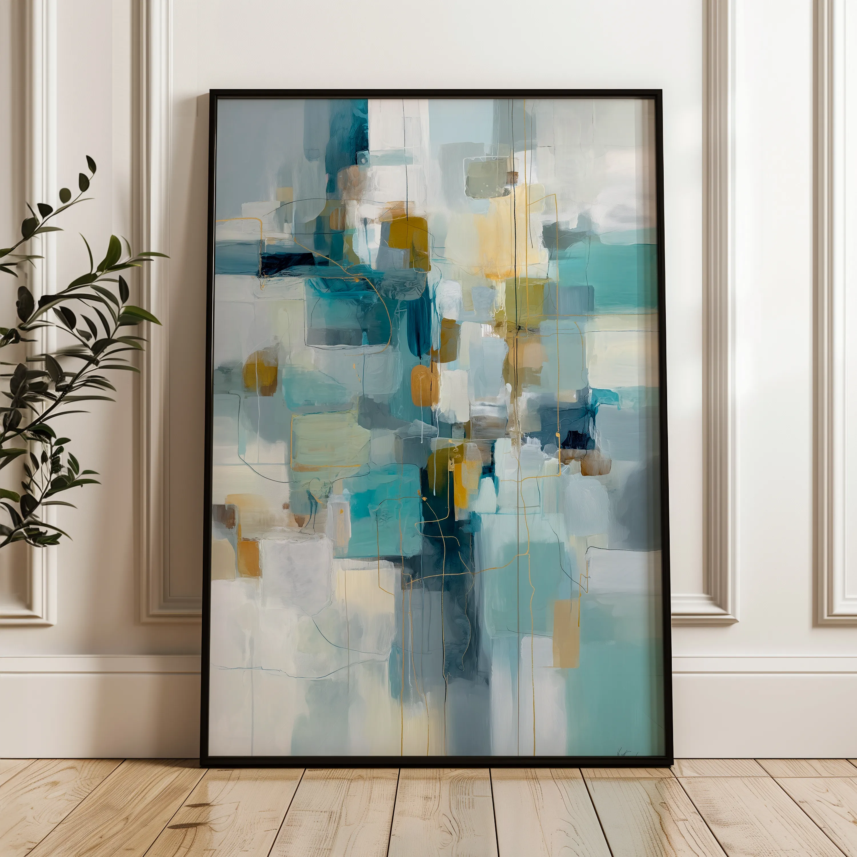 Abstract 1877 Canvas Art 18" x 24" / 45 x 60 cm / Black
