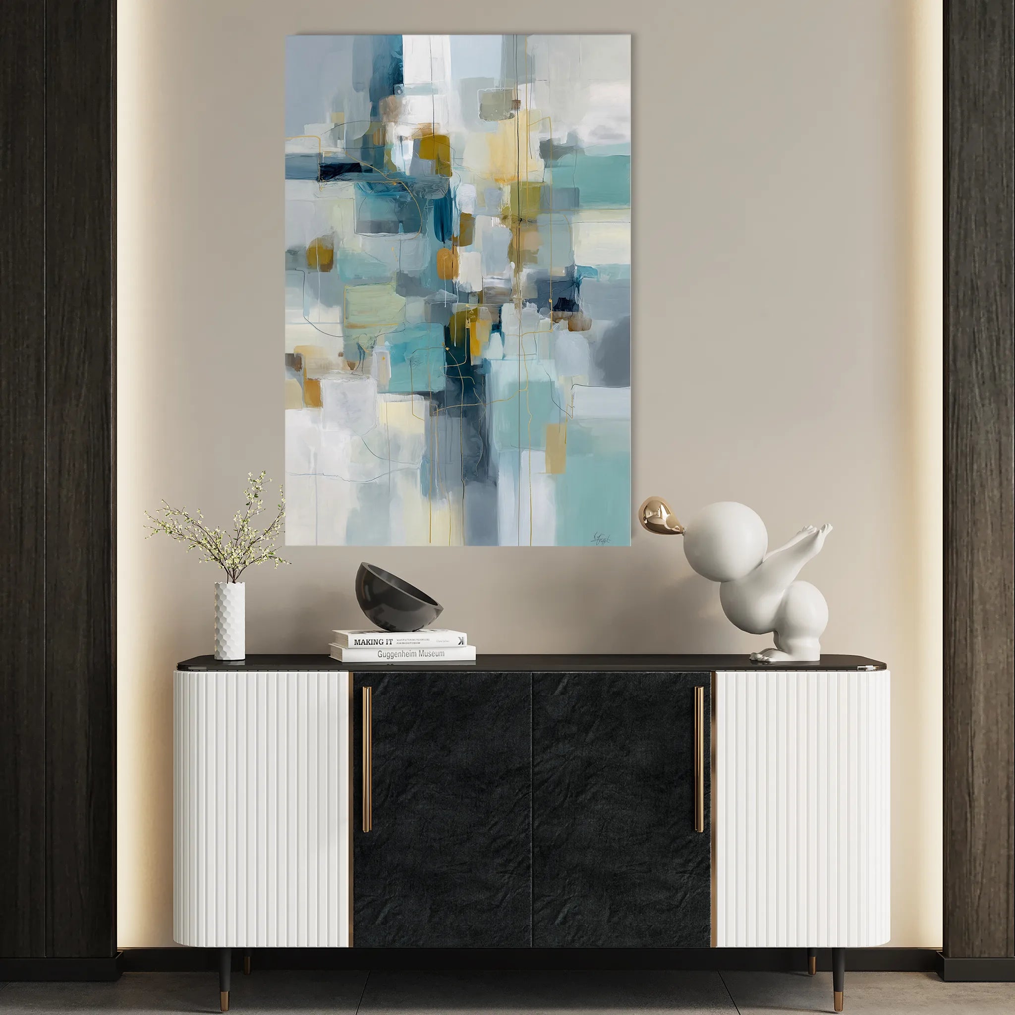 Abstract 1877 Canvas Art 18" x 24" / 45 x 60 cm / Black