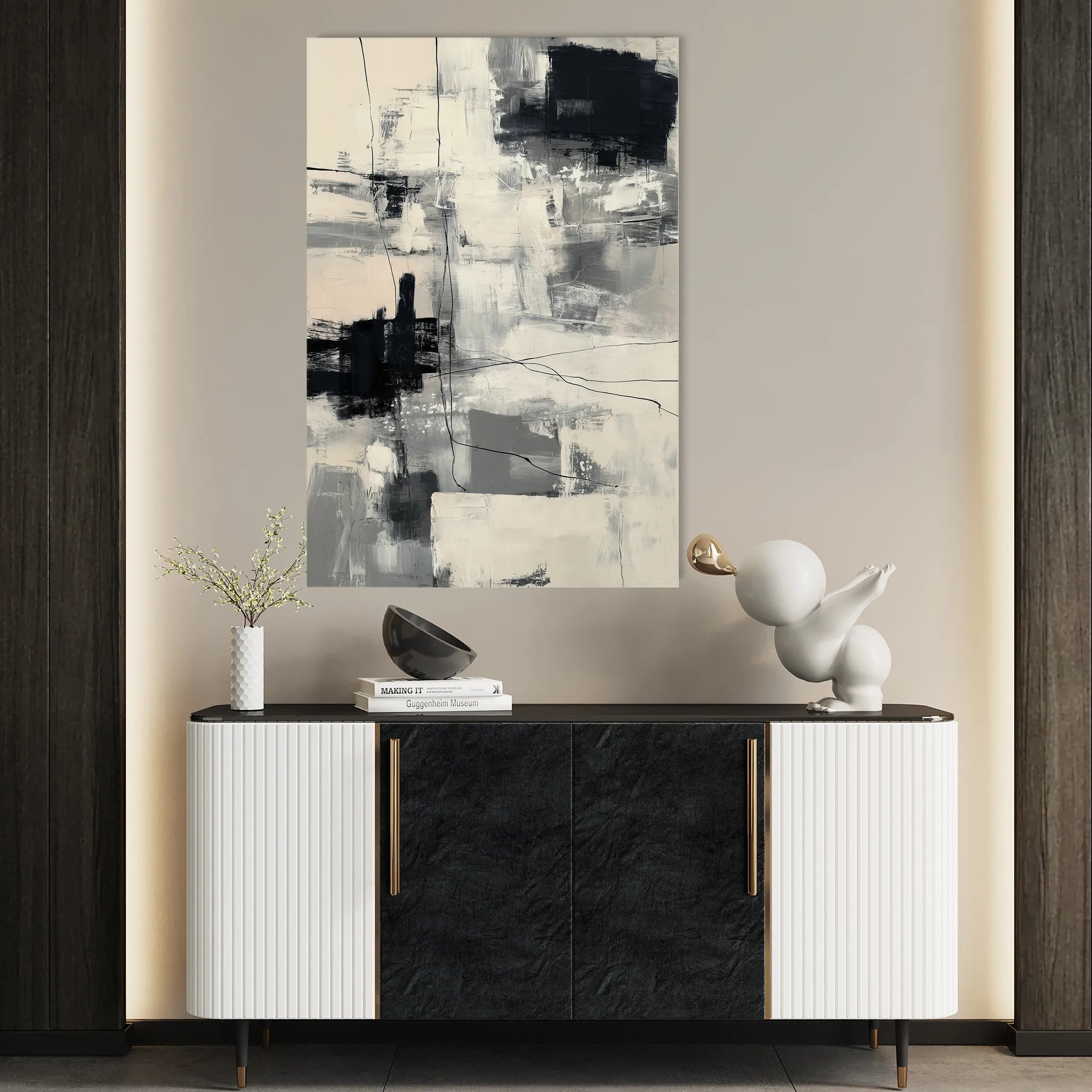 Abstract 1878 Canvas Art 18" x 24" / 45 x 60 cm / Black