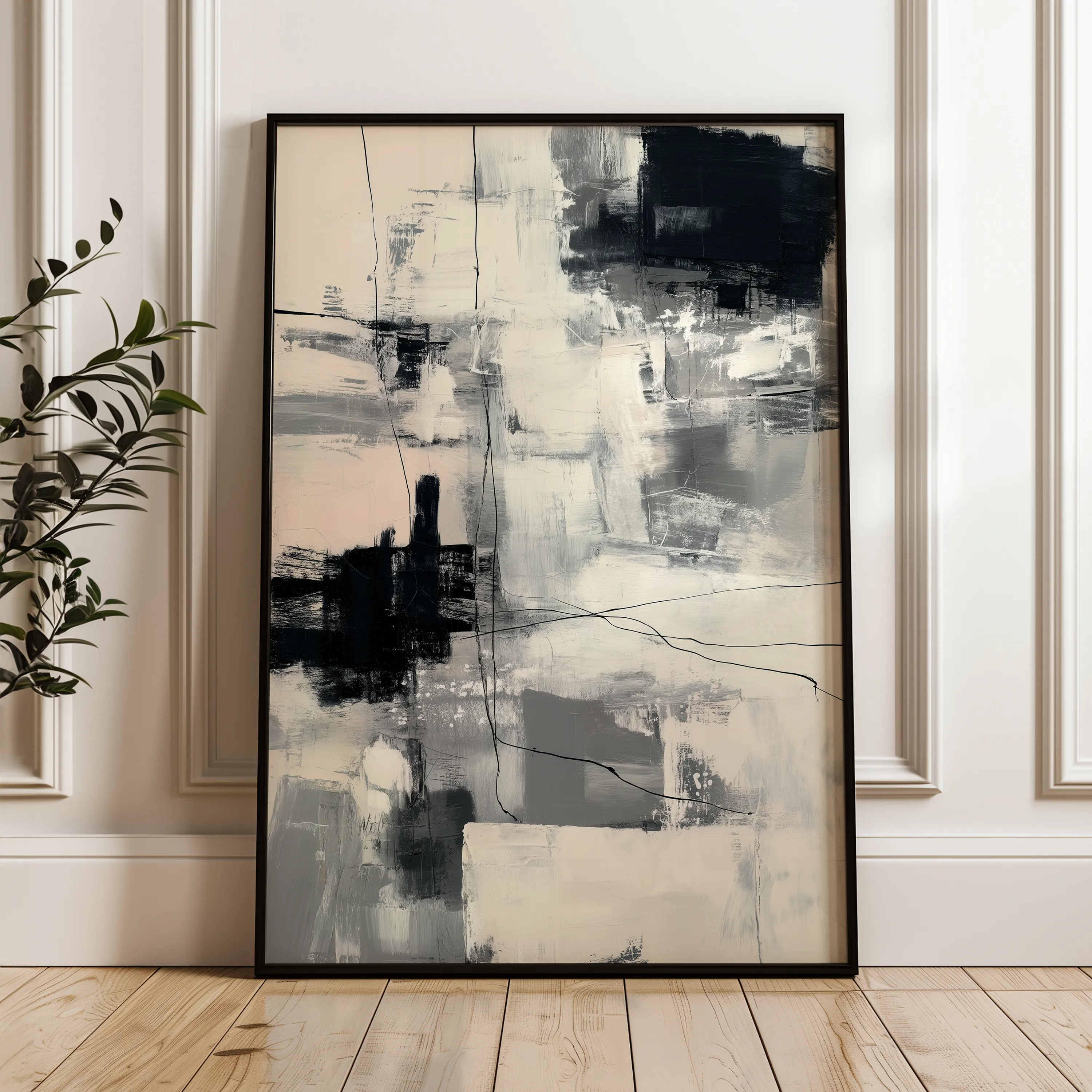 Abstract 1879 Canvas Art 18" x 24" / 45 x 60 cm / Black