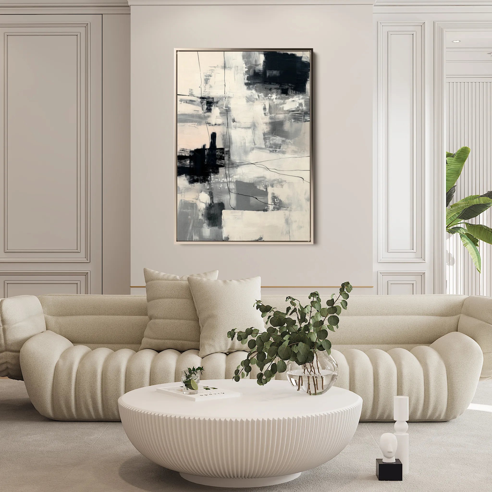 Abstract 1879 Canvas Art 18" x 24" / 45 x 60 cm / Black