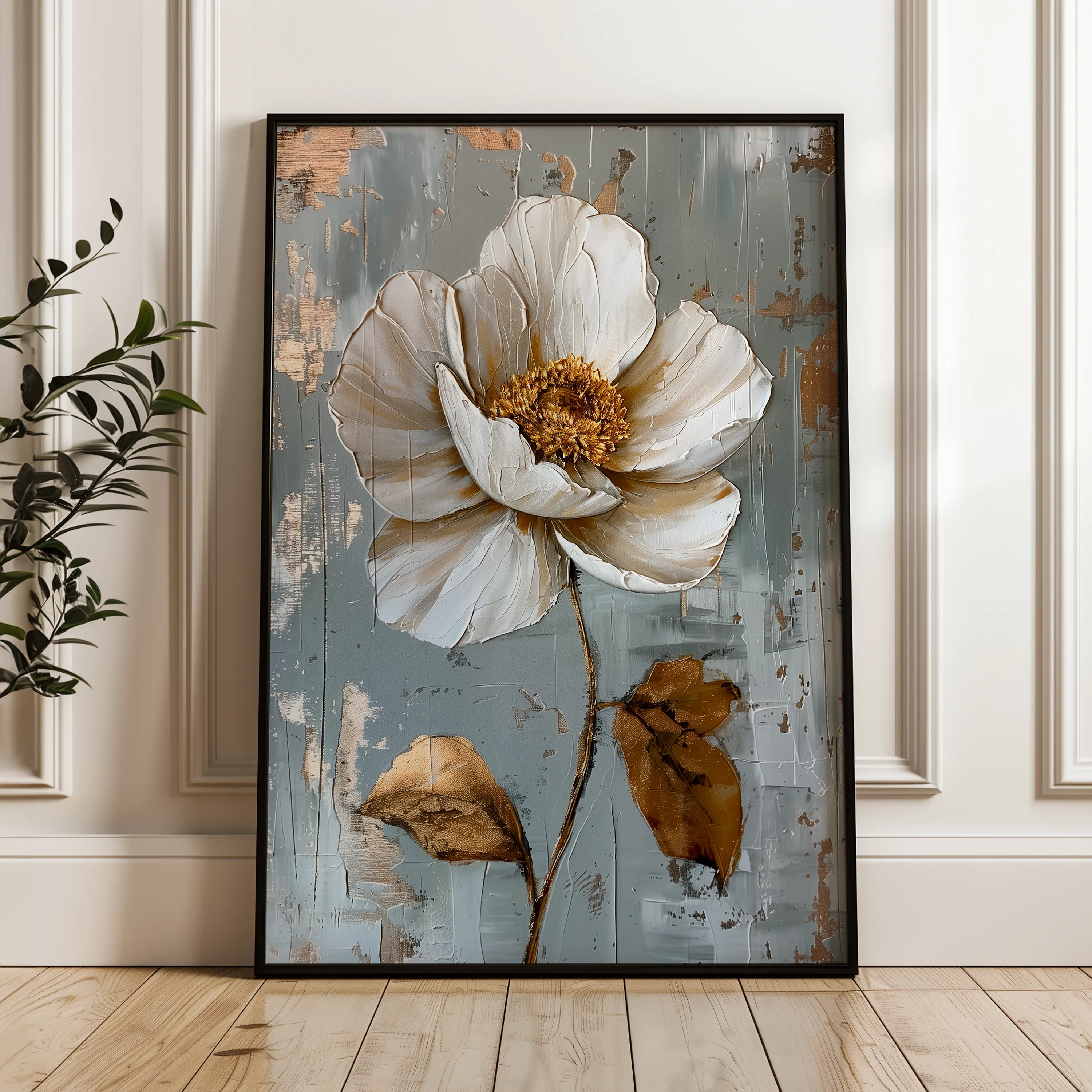 Floral 188 Canvas Art 18" x 24" / 45 x 60 cm / Black