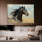 Horses 188 Canvas Art 18" x 24" / 45 x 60 cm / Black
