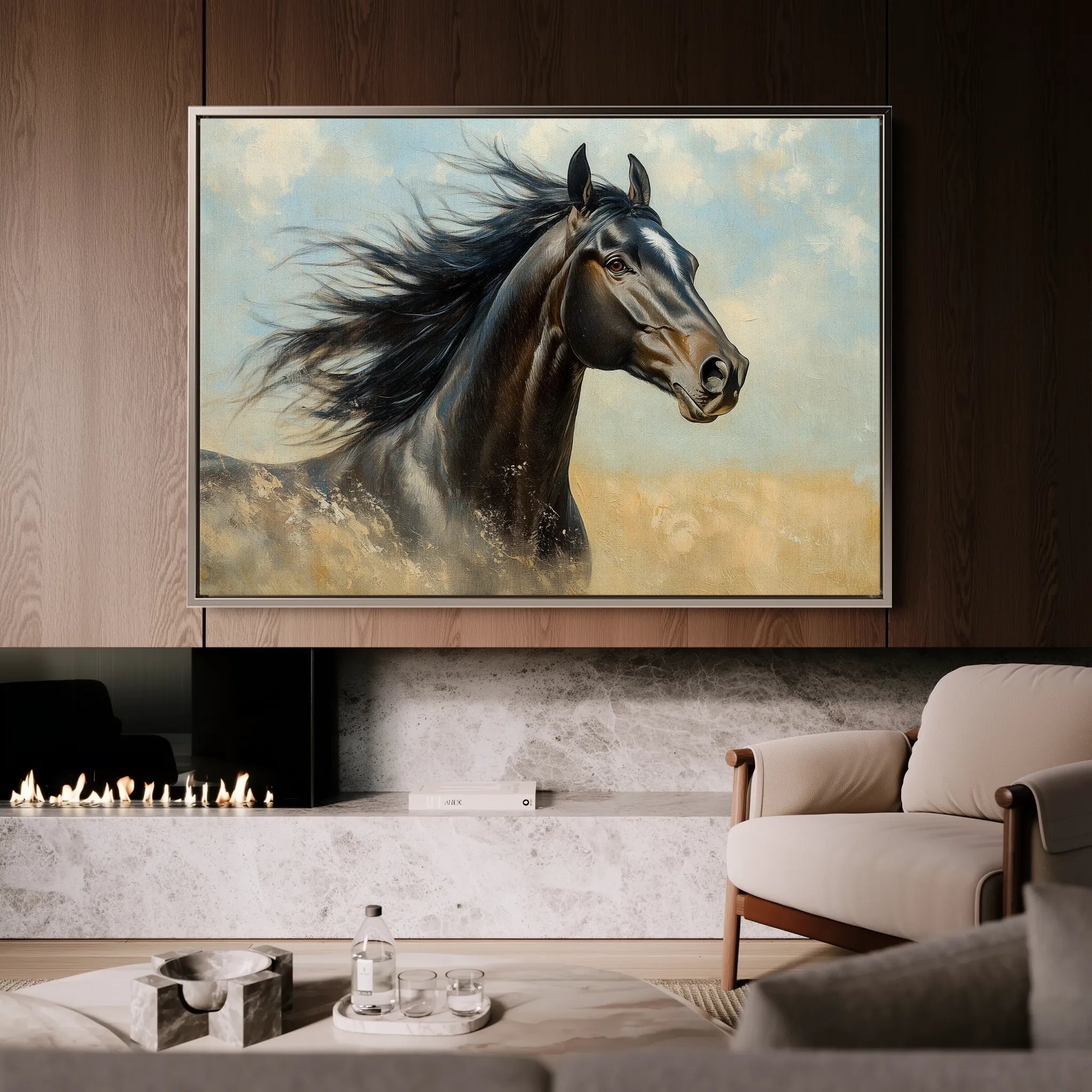 Horses 188 Canvas Art 18" x 24" / 45 x 60 cm / Black