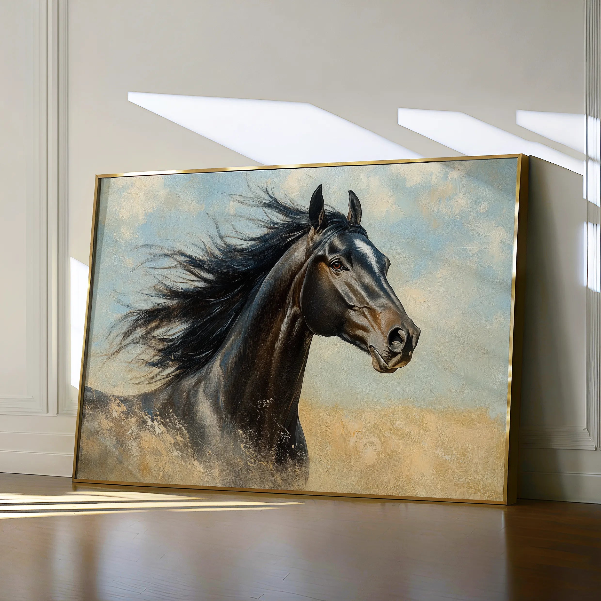 Horses 188 Canvas Art 18" x 24" / 45 x 60 cm / Black