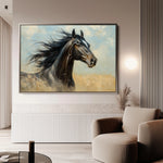 Horses 188 Canvas Art 18" x 24" / 45 x 60 cm / Black
