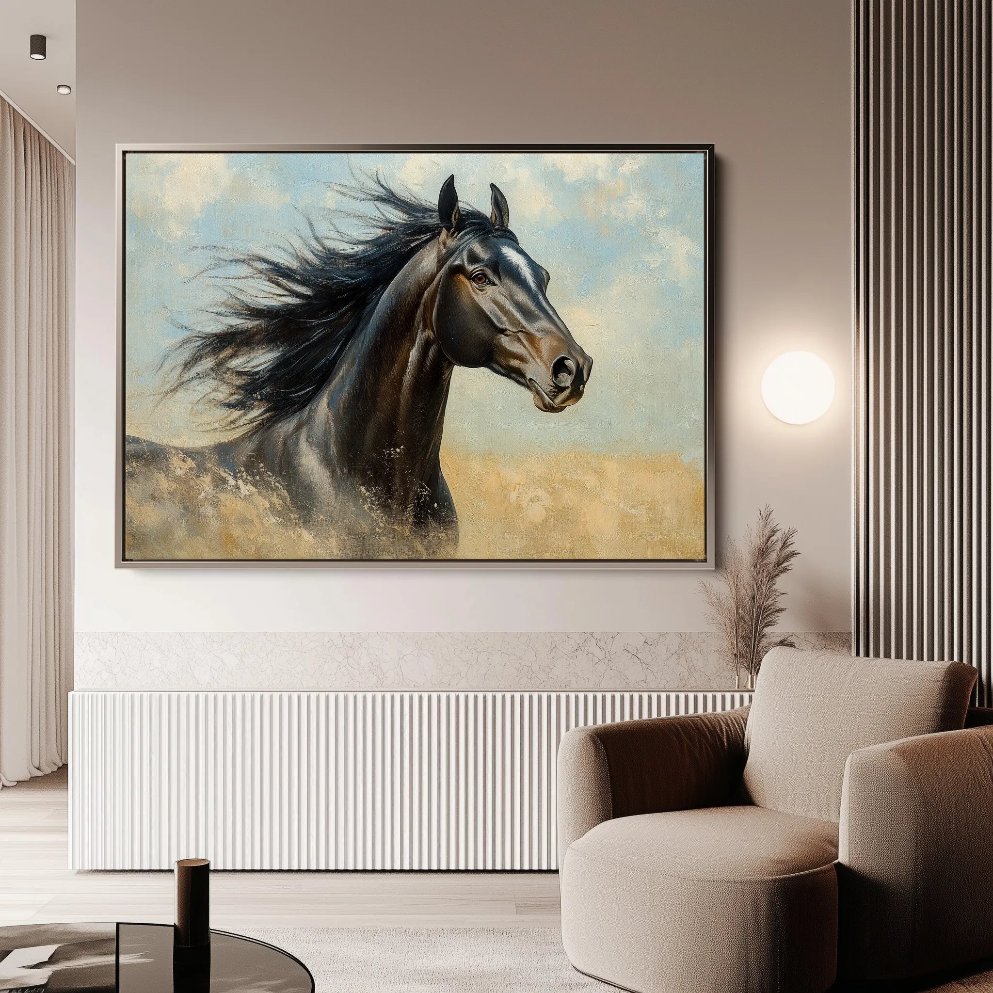 Horses 188 Canvas Art 18" x 24" / 45 x 60 cm / Black