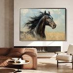 Horses 188 Canvas Art 18" x 24" / 45 x 60 cm / Black