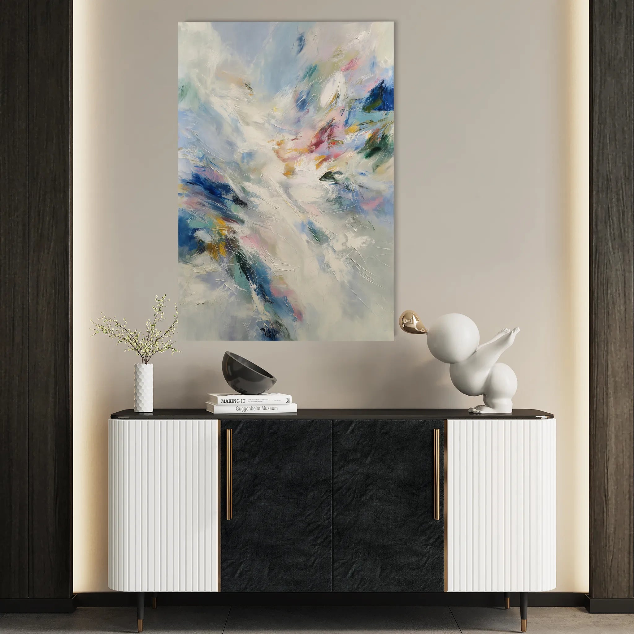 Abstract 1880 Canvas Art 18" x 24" / 45 x 60 cm / Black