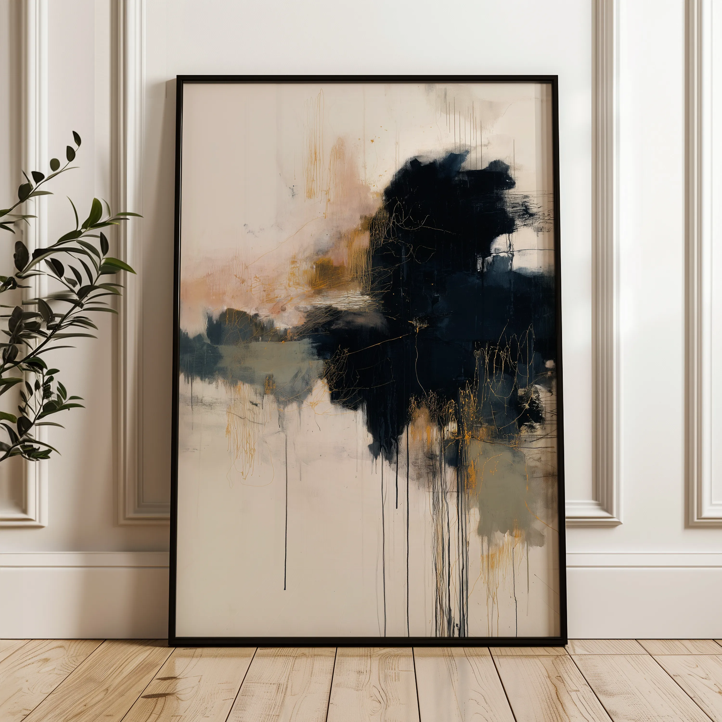 Abstract 1882 Canvas Art 18" x 24" / 45 x 60 cm / Black