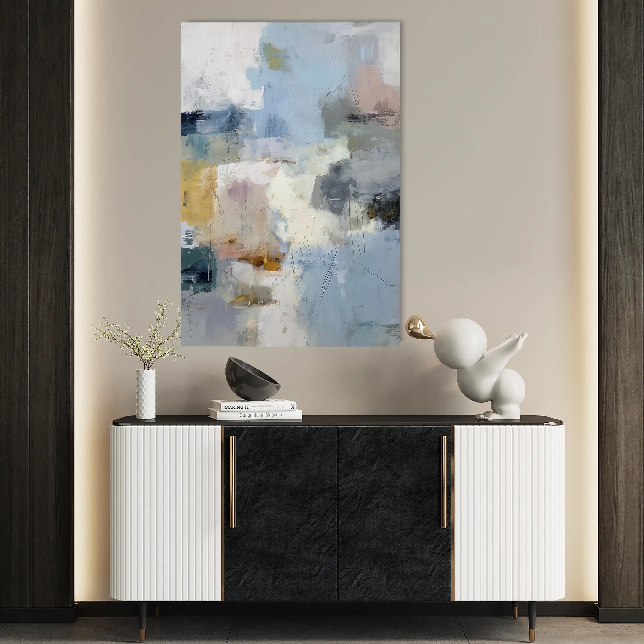 Abstract 1883 Canvas Art 18" x 24" / 45 x 60 cm / Black