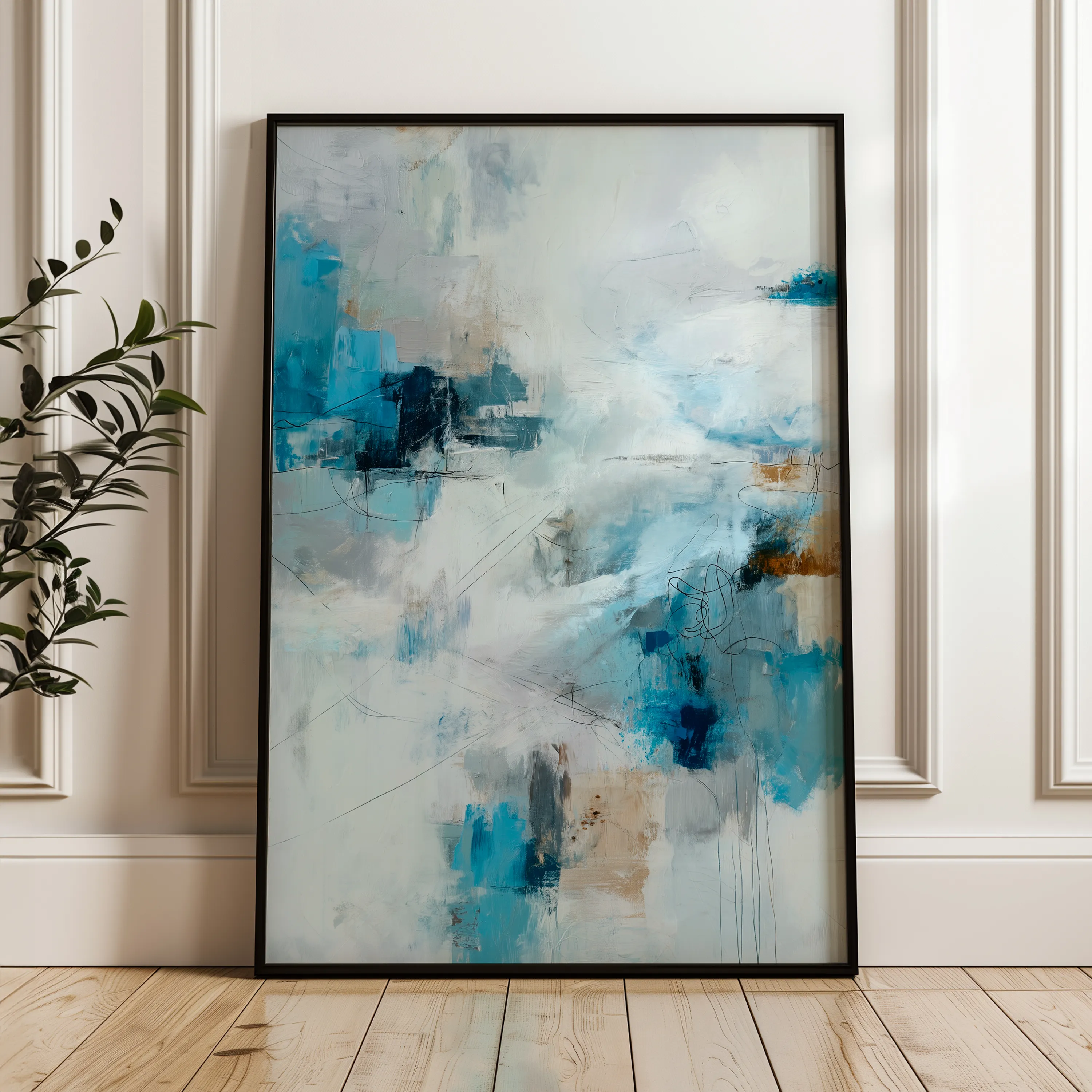 Abstract 1884 Canvas Art 18" x 24" / 45 x 60 cm / Black