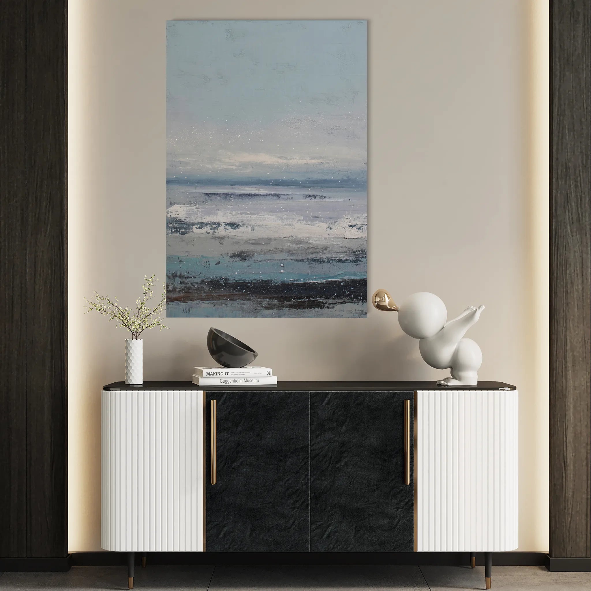Abstract 1887 Canvas Art 18" x 24" / 45 x 60 cm / Black