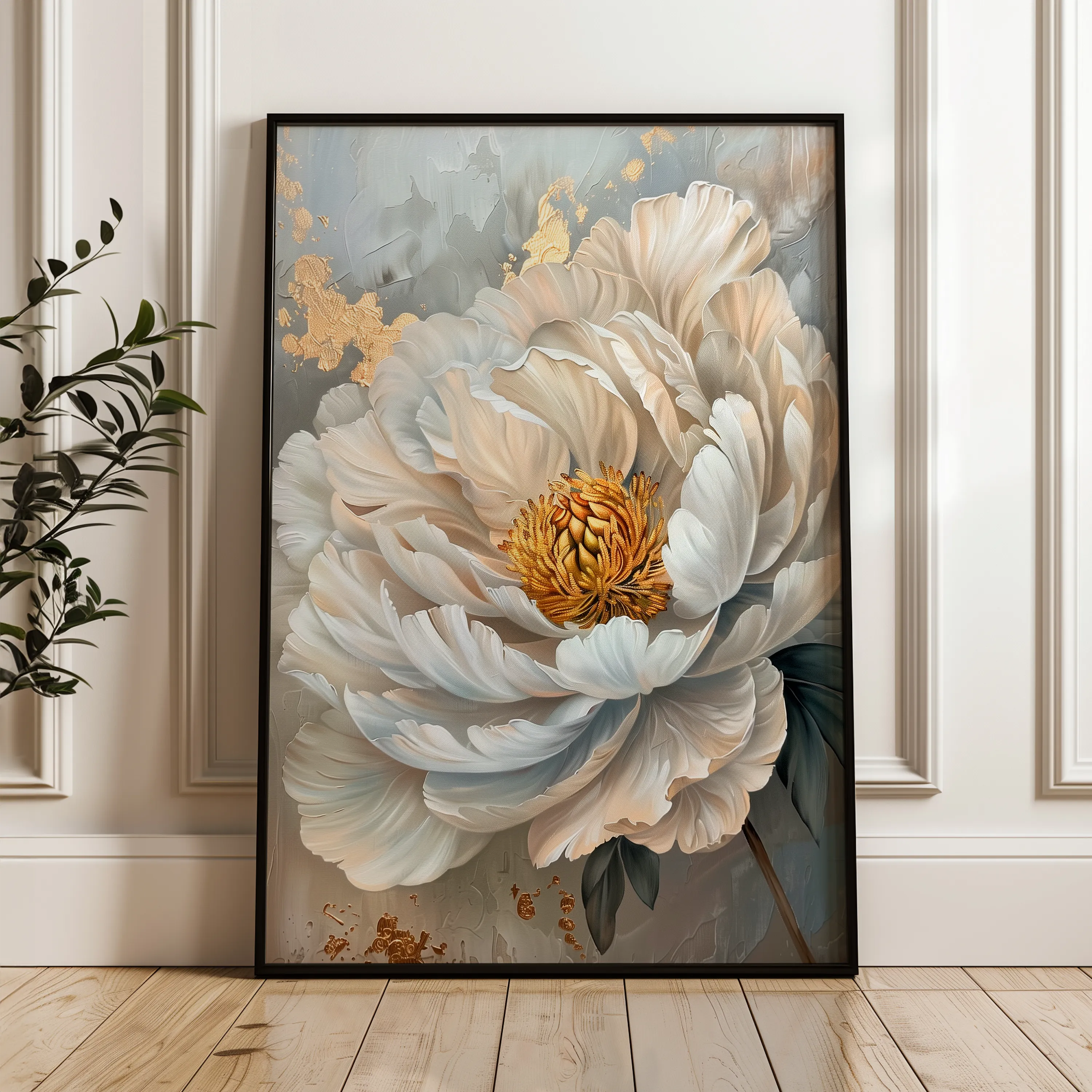 Floral 189 Canvas Art 18" x 24" / 45 x 60 cm / Black