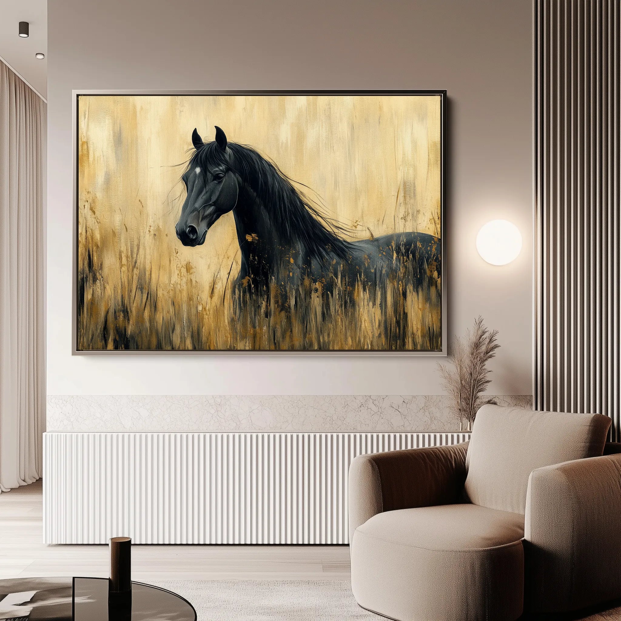 Horses 189 Canvas Art 18" x 24" / 45 x 60 cm / Black