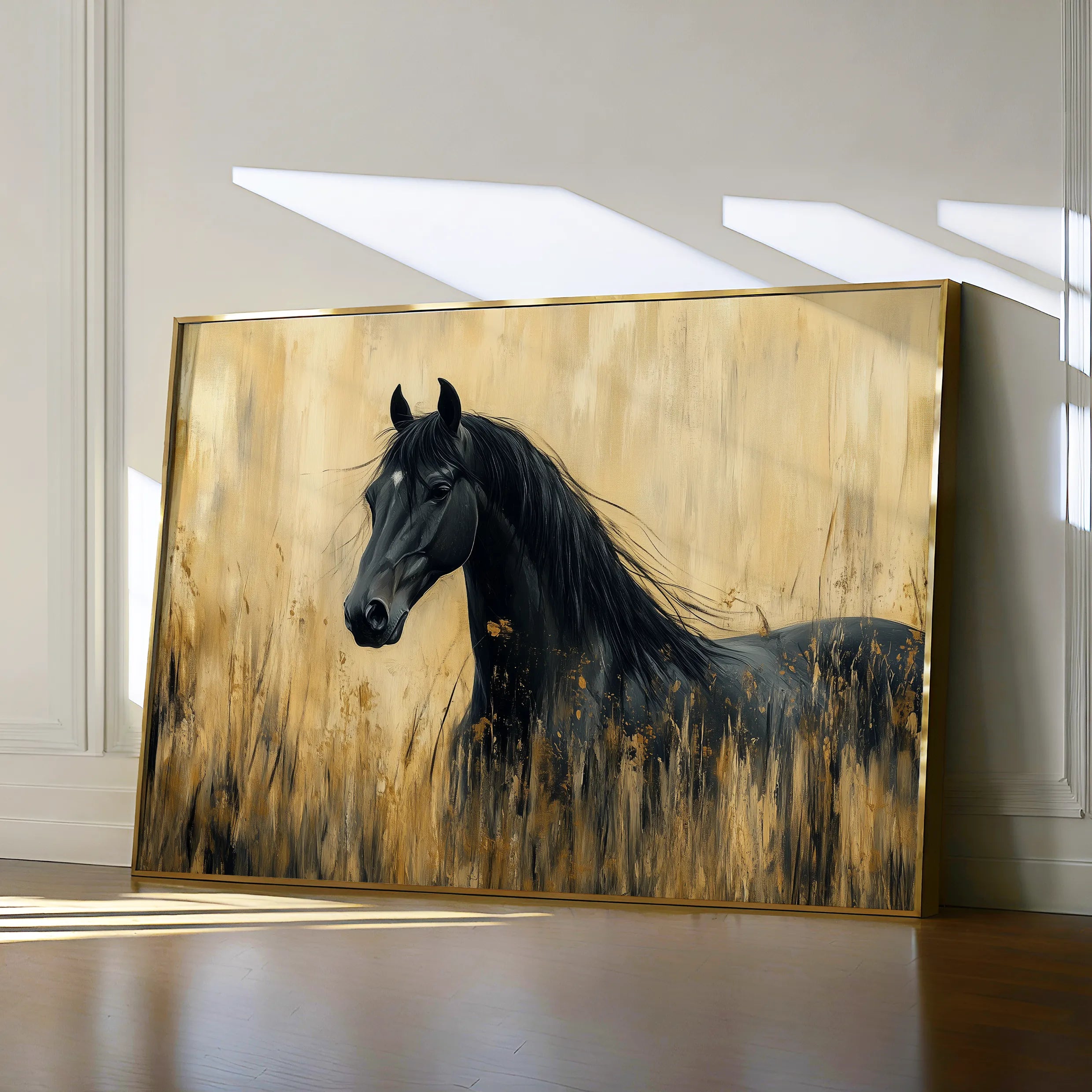 Horses 189 Canvas Art 18" x 24" / 45 x 60 cm / Black